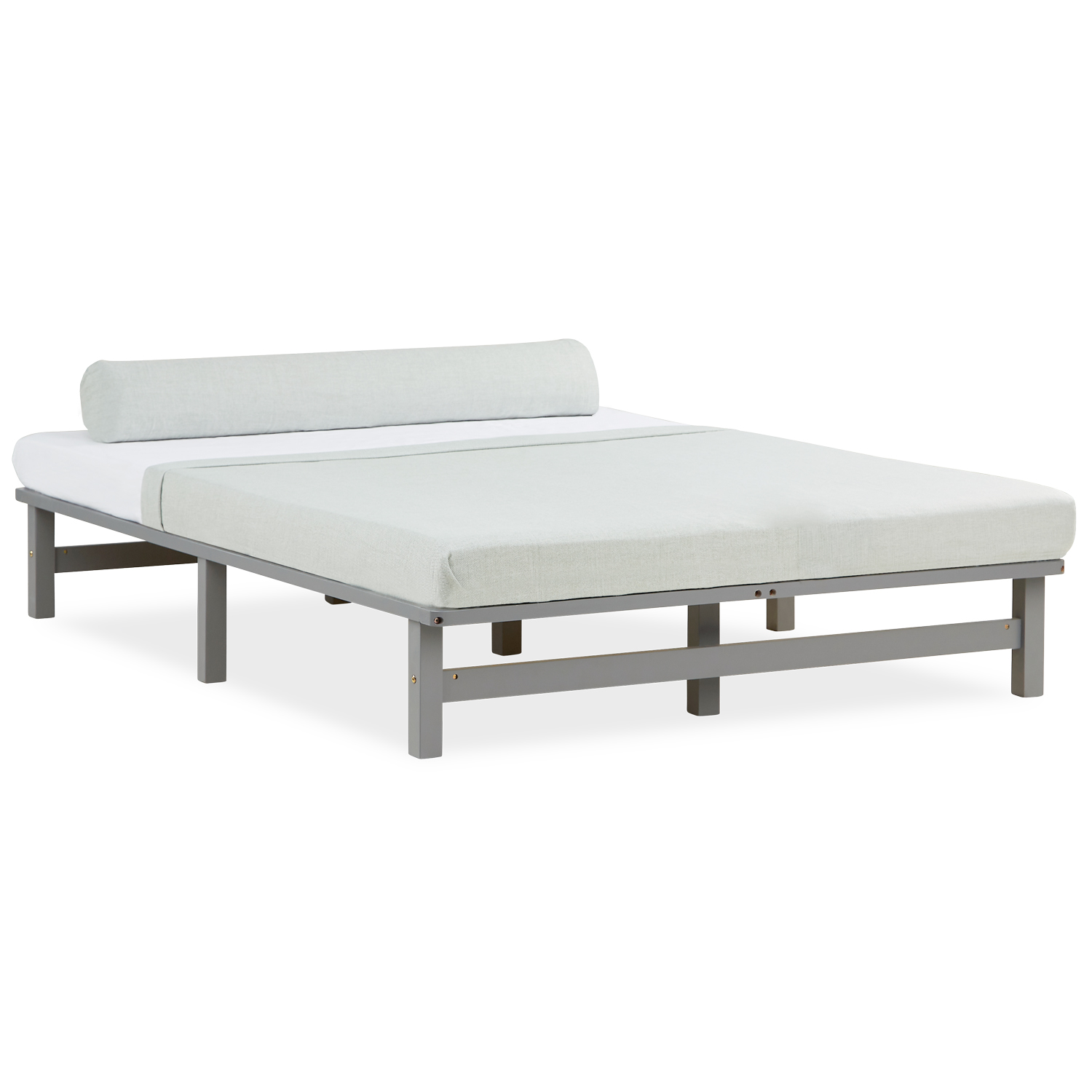 Pallet Bed 140x200 cm Gray with Slatted Base – Solid Wood Double Bed in a Modern Design