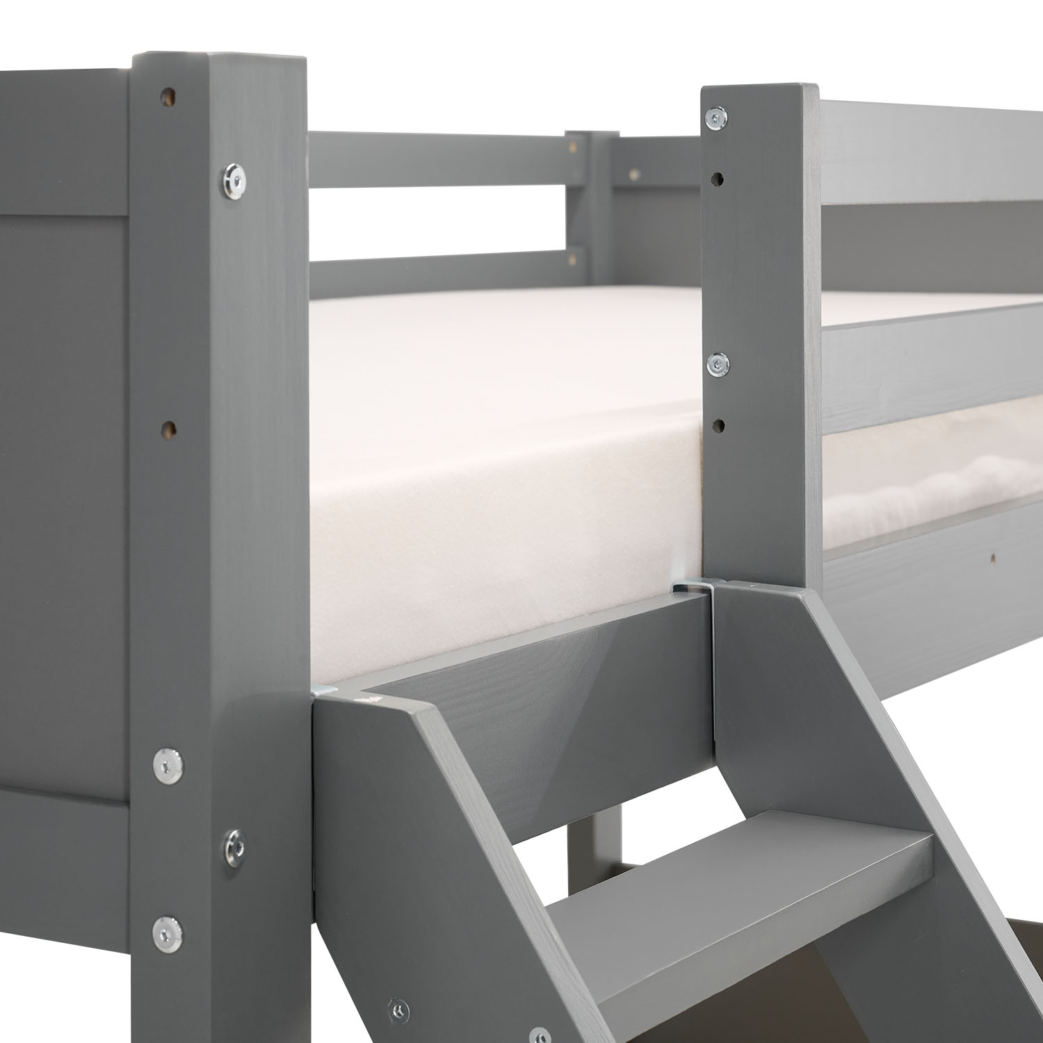 Bunk Bed 2 Sleeping Areas 90x200 cm and 140x200 cm | Gray | with Slatted Frame
