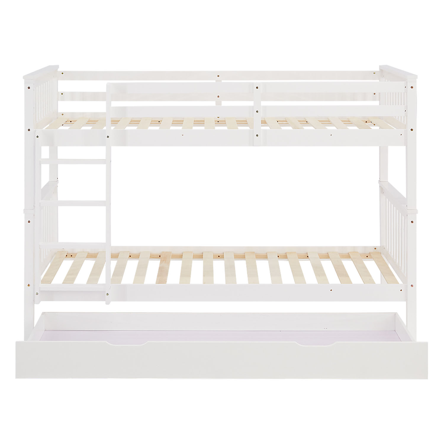 Kinderbett 90x200 Etagenbett Holzbett Weiß Jugendbett Doppelstockbett Rausfallschutz Umbaubar Matratze Stauraum