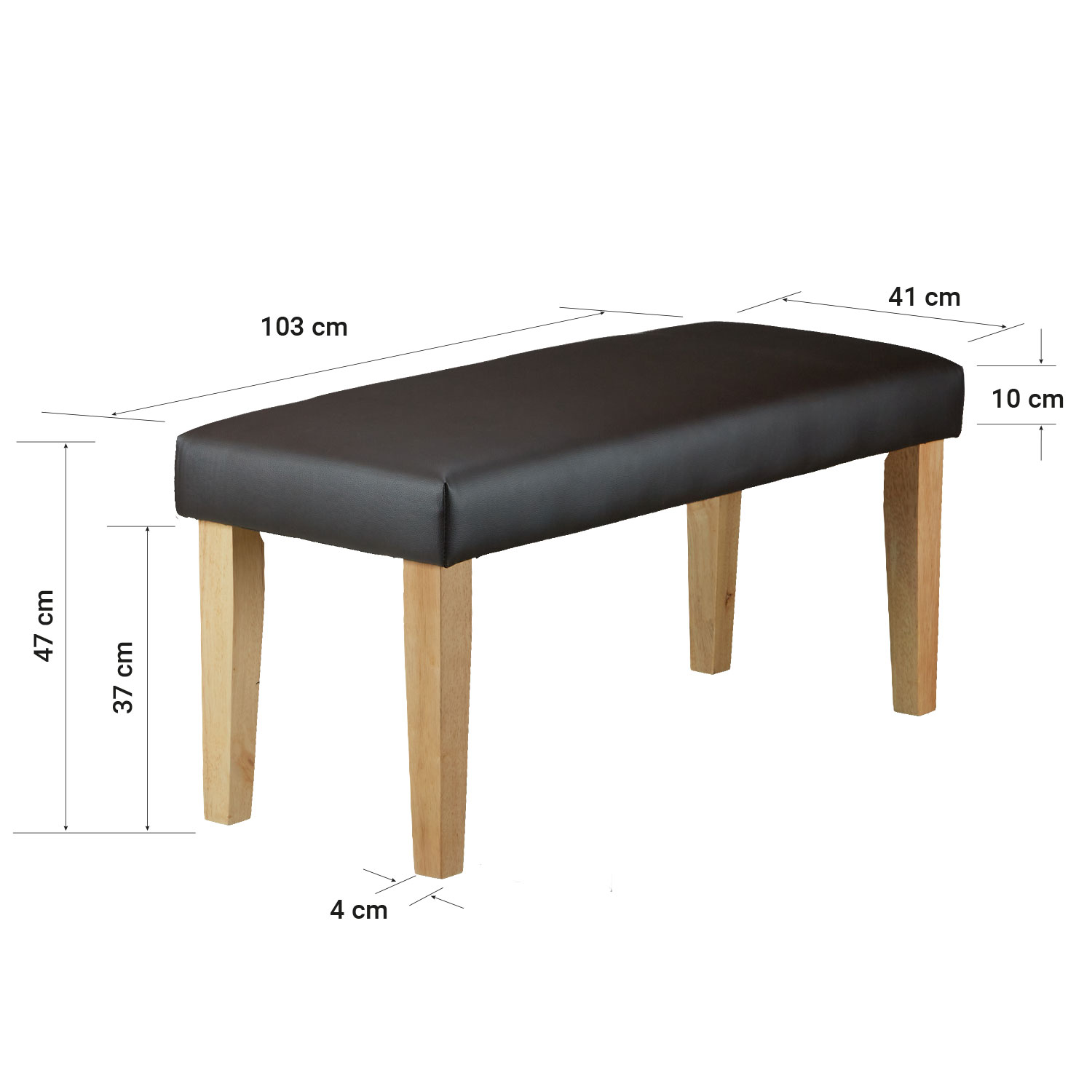 Bench PVC upholstered bench side bench 103 cm