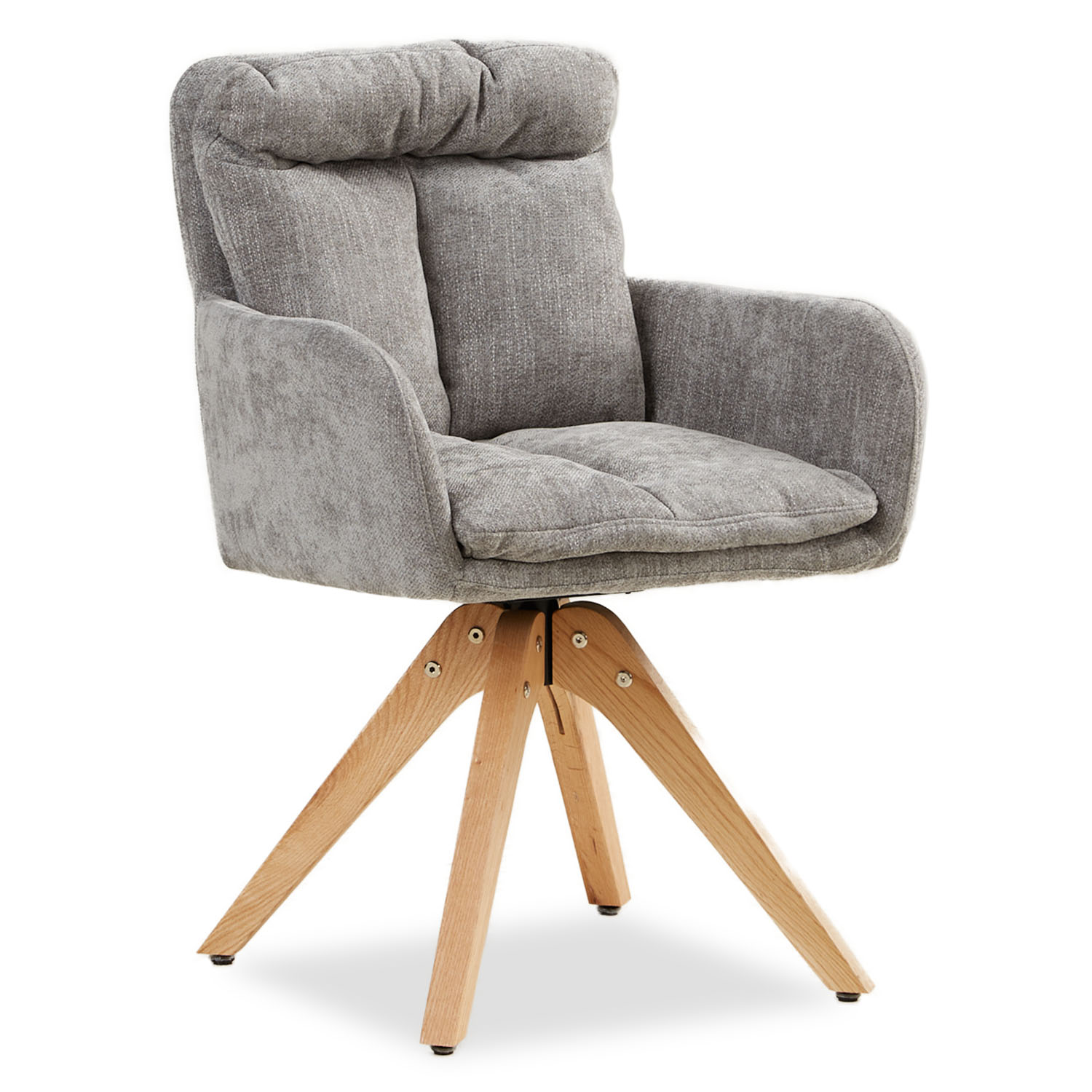 Upholstered Chair Linen Grey with Seat Cushion | single | swivel | with Armrests | Kitchen Dining Room Office