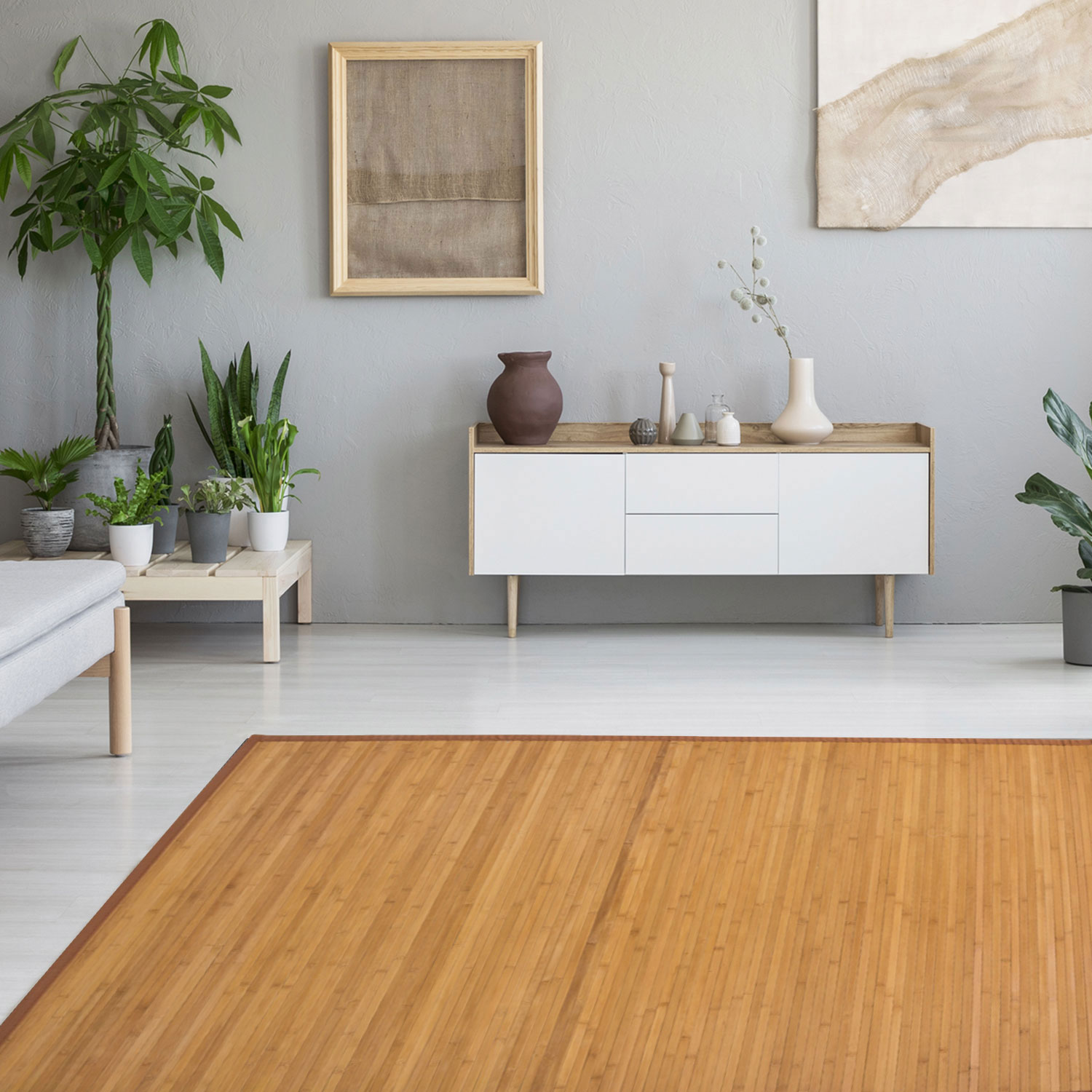 Bamboo carpet Rug 80 x 200 in brown