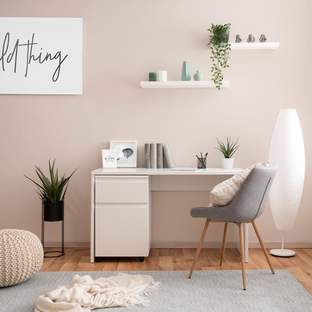 Desk White Mobile pedestal Office table Computer table