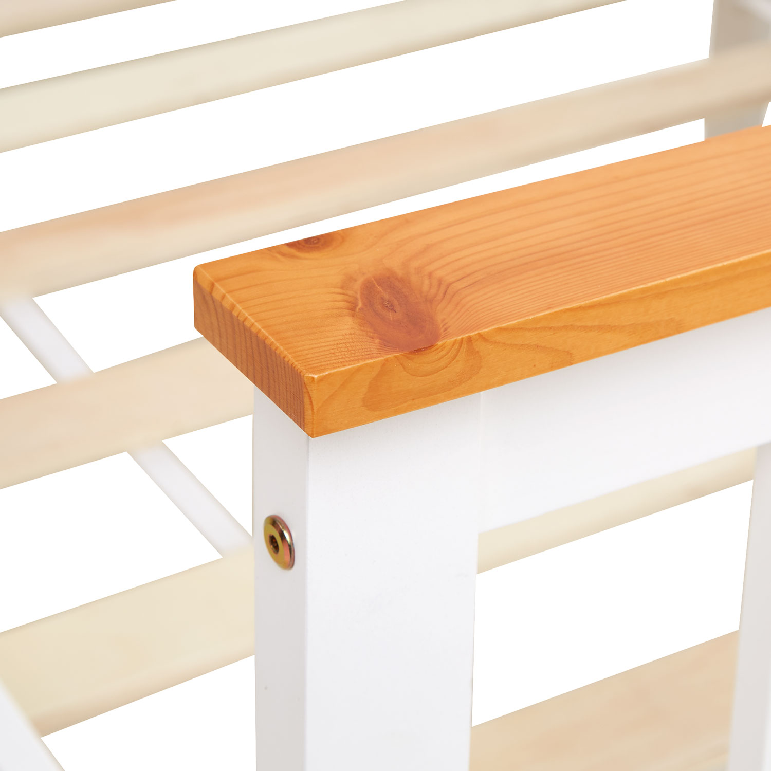 Wooden Bed 90x200 cm White/Natural – Single Bed in Scandinavian Style, Includes Slatted Base