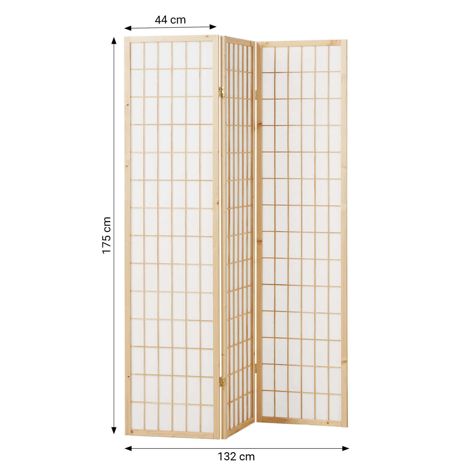 Paravent Natural Shoji Rice Paper White | 3-panel | Wood | Room Divider Partition Privacy Screen