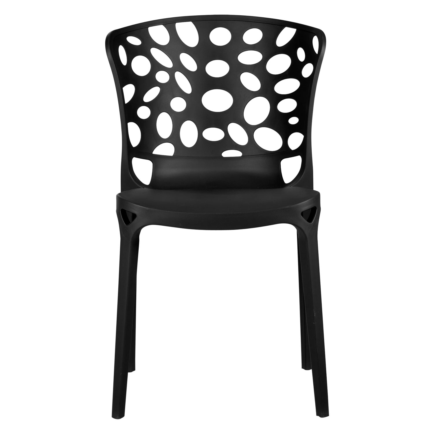 Chaise de jardin Lot de 6 Moderne Noir Chaises design Plastique Chaises exterieur Chaises empilable Chaise de cuisine