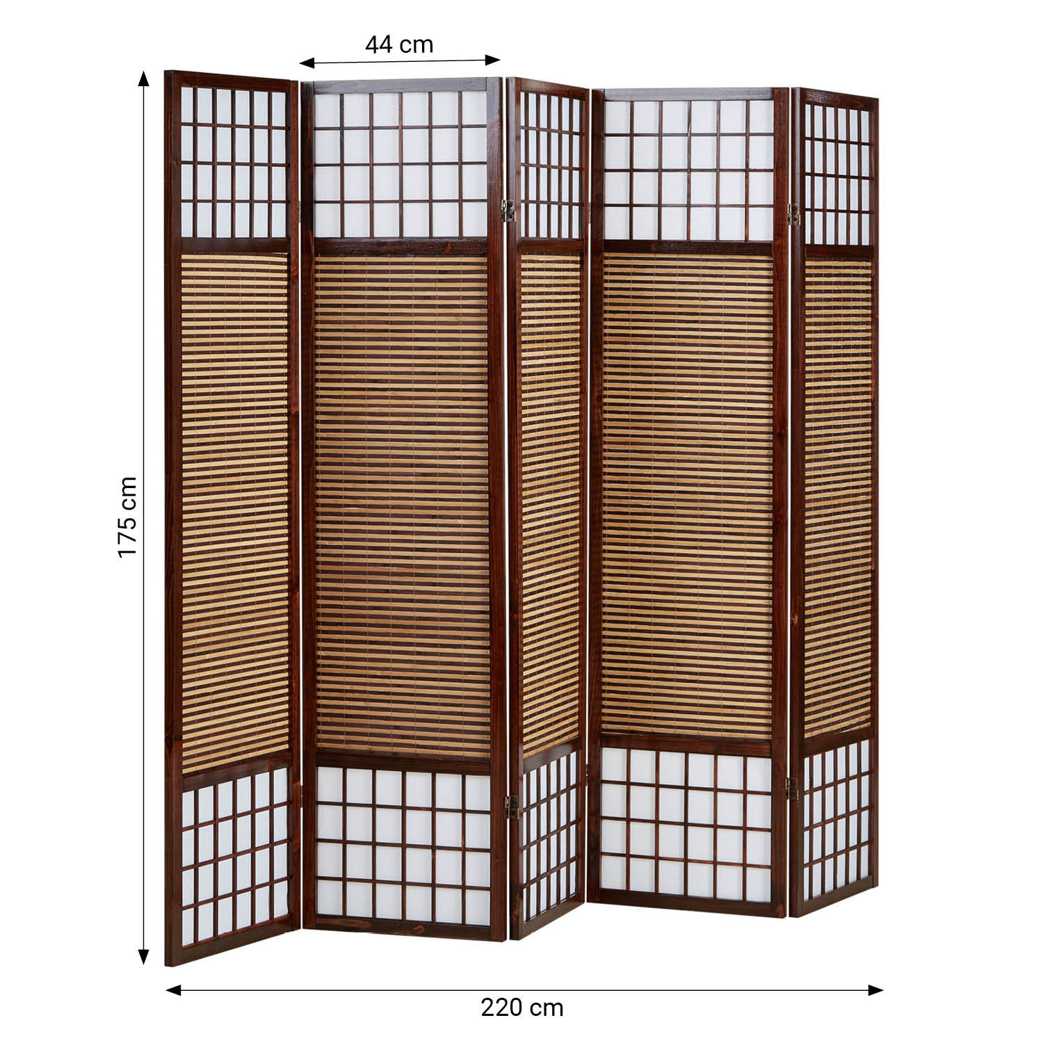 Paravent Brown Bamboo Shoji Rice Paper White | 3-panel | Wood | Room Divider Partition Privacy Screen