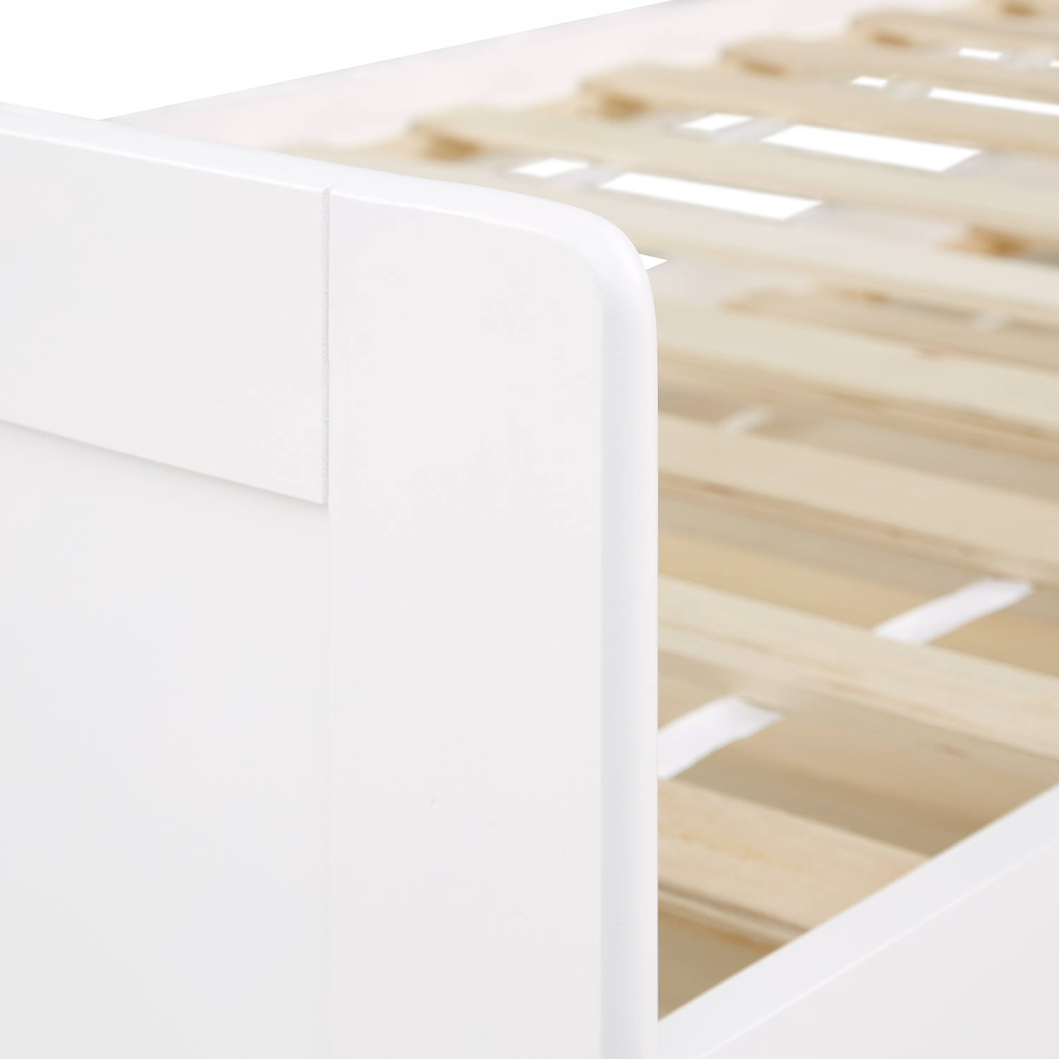Wooden Bed 90x200 cm White | Extends to a Double Bed | Bunk Bed | With Slatted Base | Pull-Out Bed, Functional Bed, Duo Bed