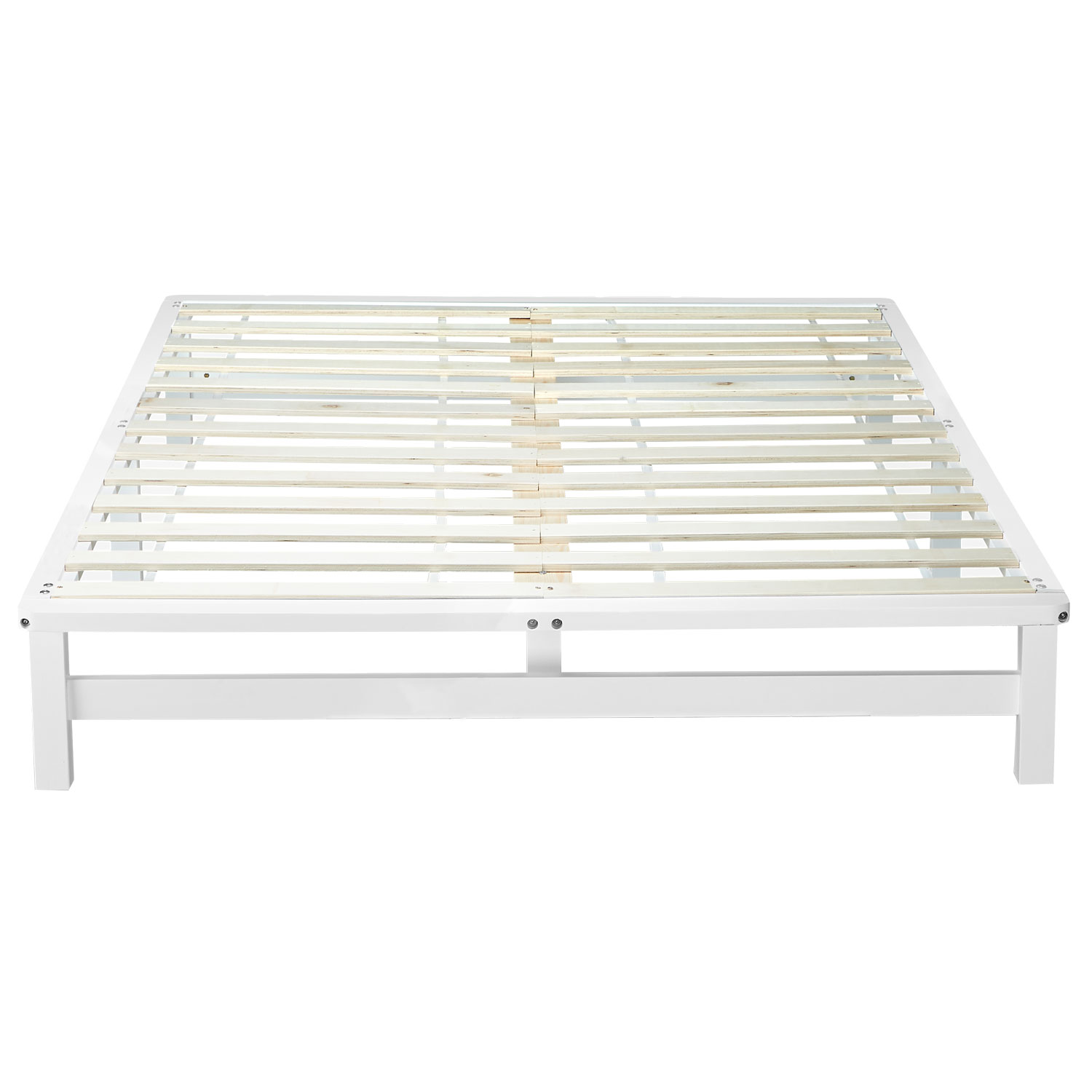 Pallet Bed 140x200 cm White | Double Bed | with Slatted Frame | Wood | Kids Youth Guest Bedroom