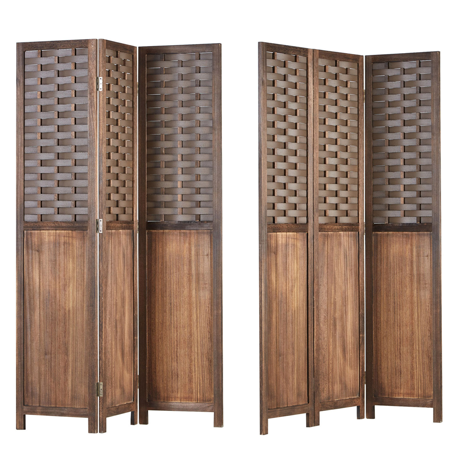 Paravent Brown Rattan-Style | 3-panel | Wood | Room Divider Partition Privacy Screen