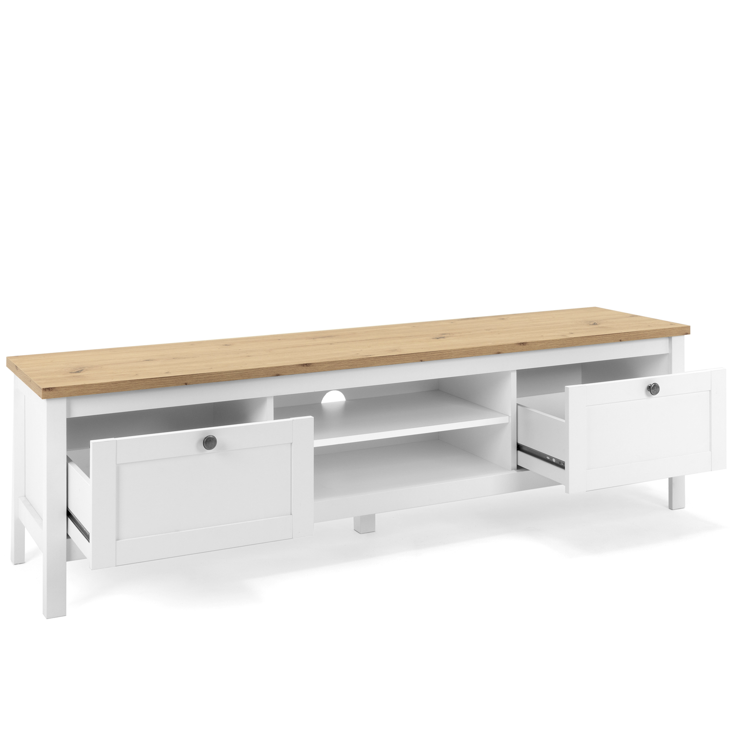 TV Board Wood TV Cabinet Lowboard TV Bench Sideboard White Natural