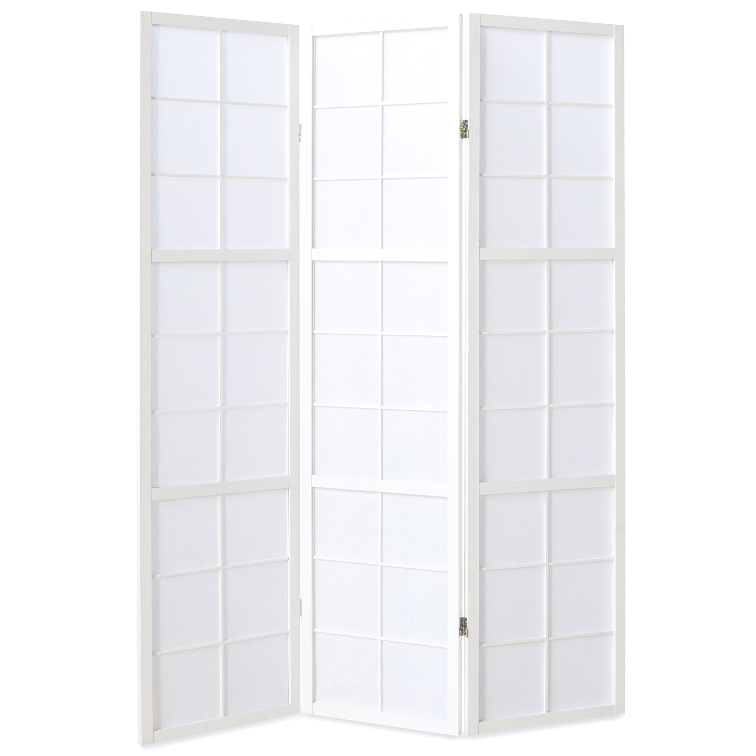 Paravent room divider 3 parts partition wall Shoji Foldable White