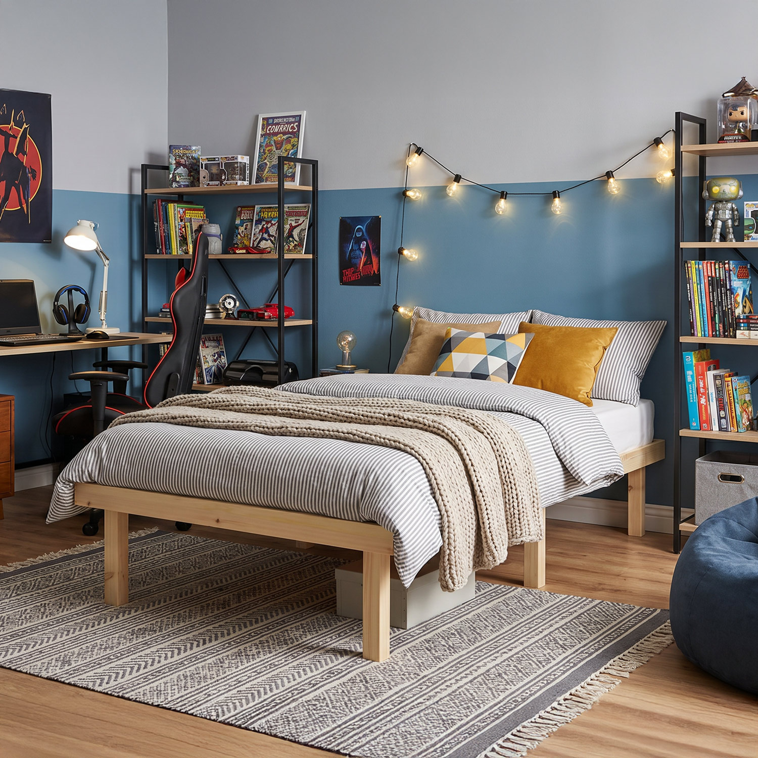 Bed frame 90x200 cm Wooden bed Untreated Single bed Solid wood Bed without headboard Guest bed Youth bed Mattress Slatted frame