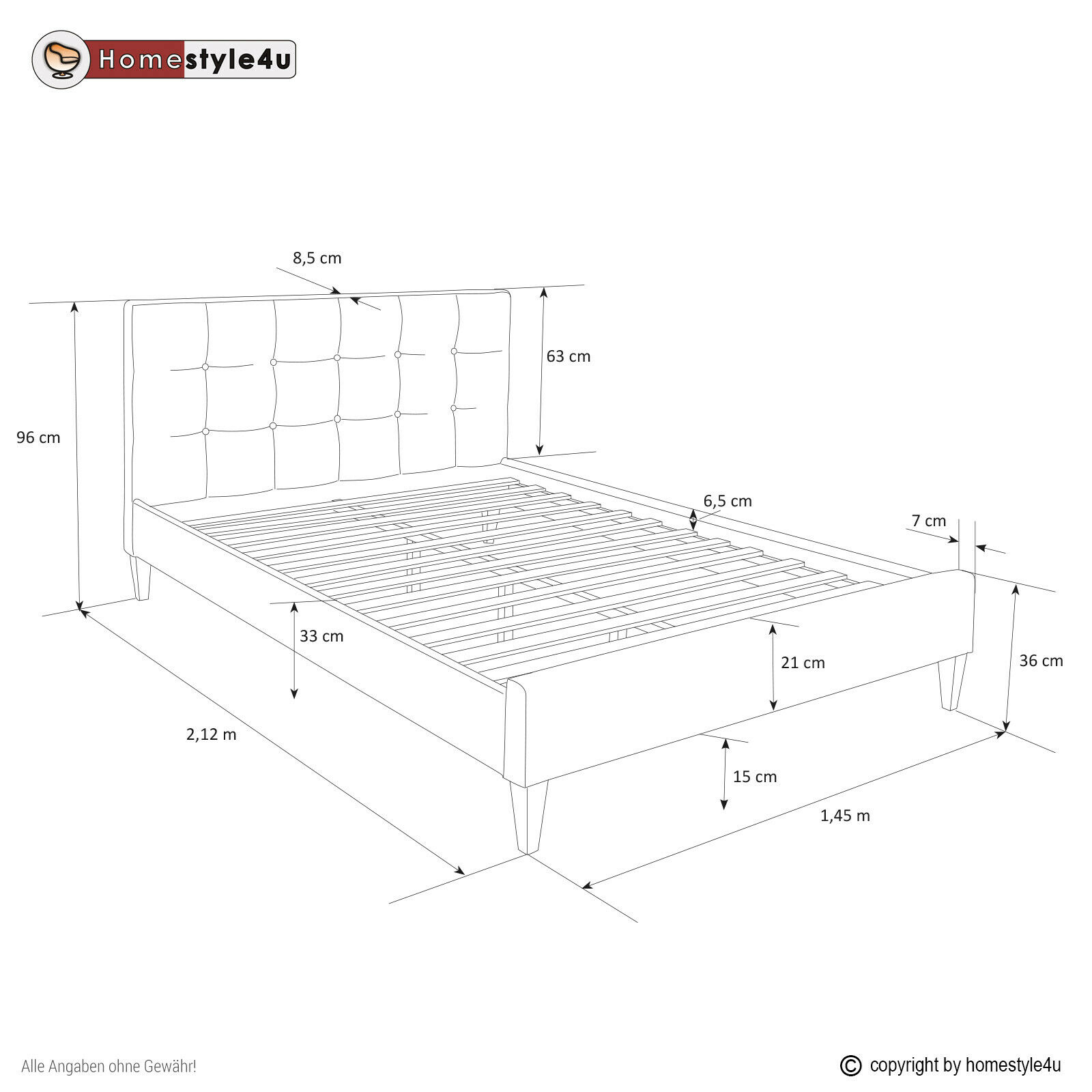 Upholstered bed rack 140 x 200 black Upholstered bed rack 140 x 200 black