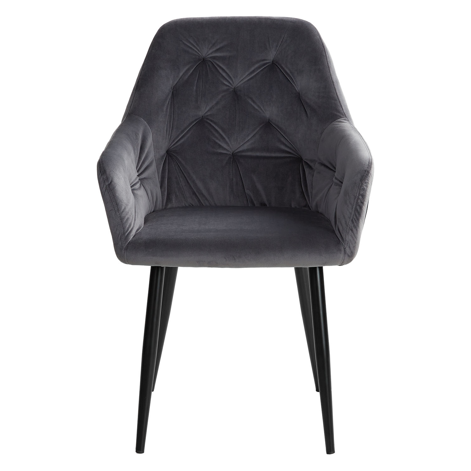 Upholstered Chair Velvet Grey | Set of 2 | with Armrests | Kitchen Dining Room Office