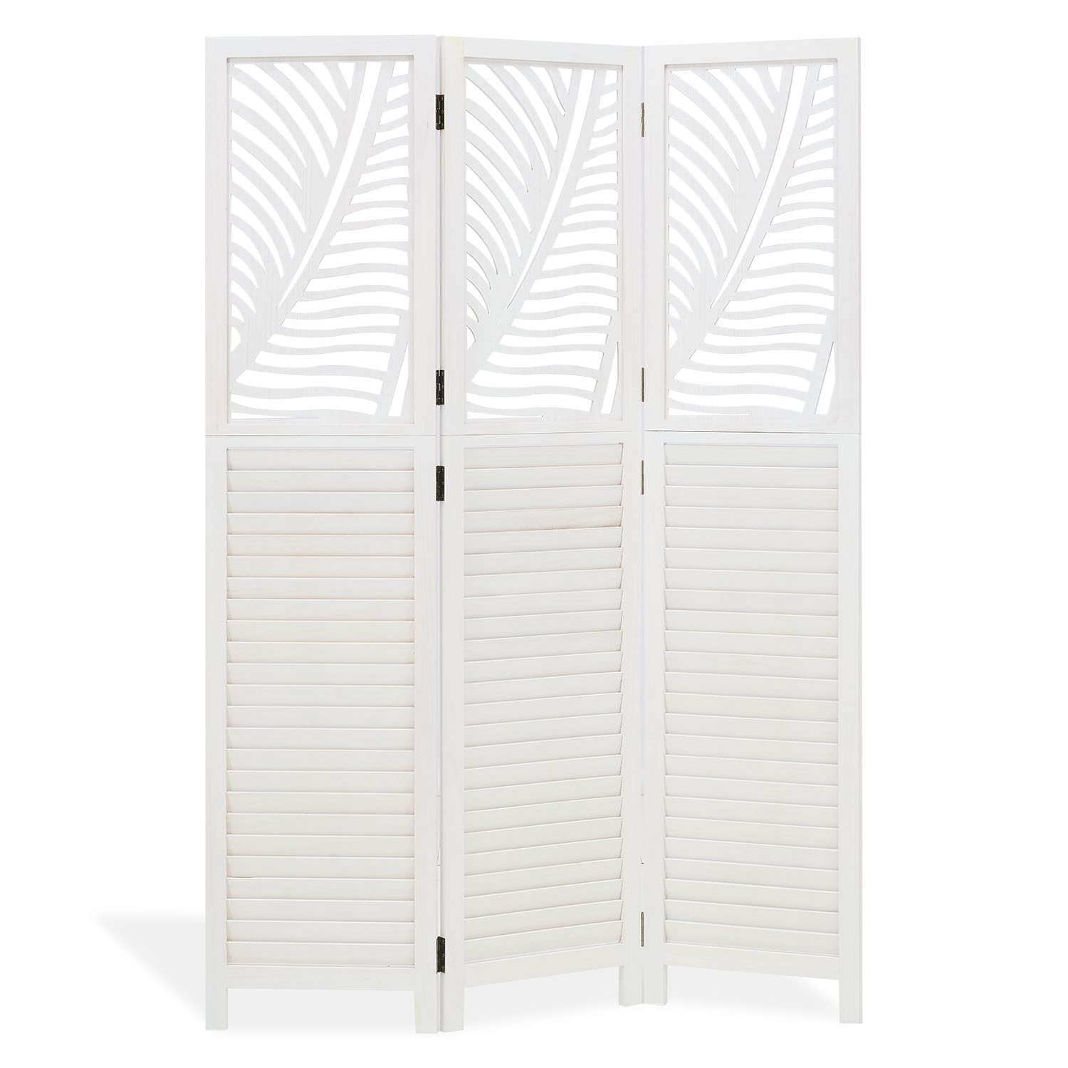 Paravent White Rattan-Style Decorations | 3-panel | Wood | Room Divider Partition Privacy Screen