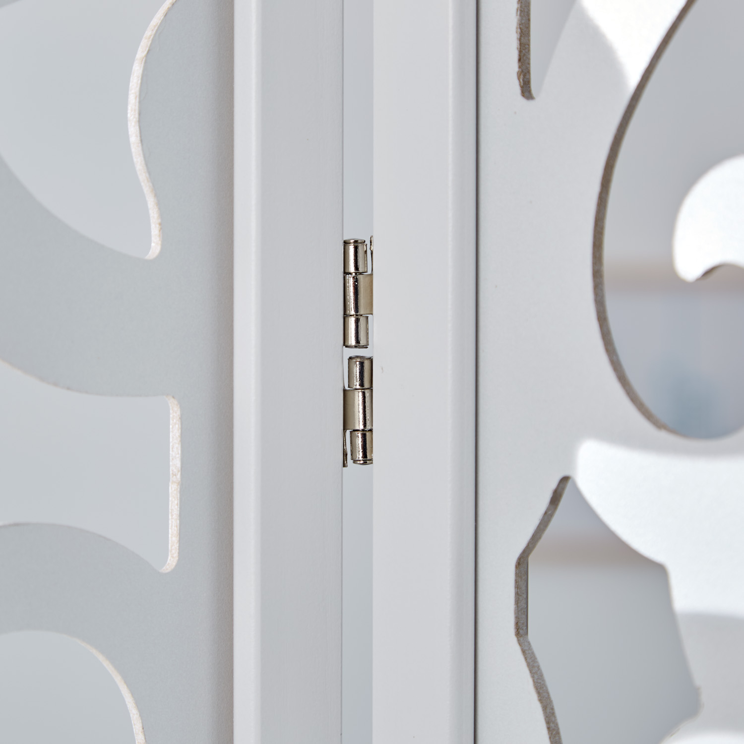 Paravent White with Decorations | 3-panel | Wood | Room Divider Partition Privacy Screen