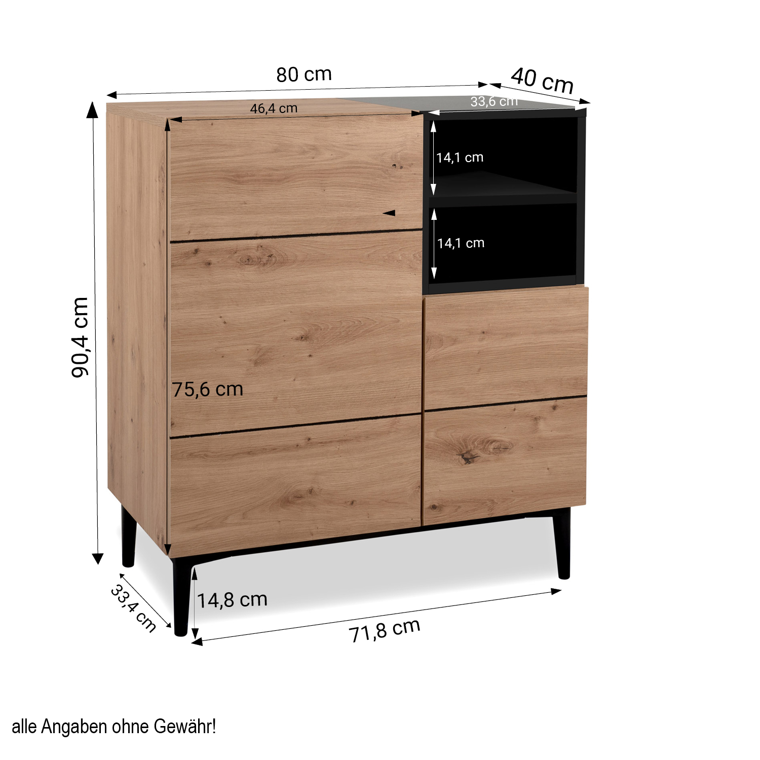 Sideboard Chest White Wood with Drawers Living Room Cabinet