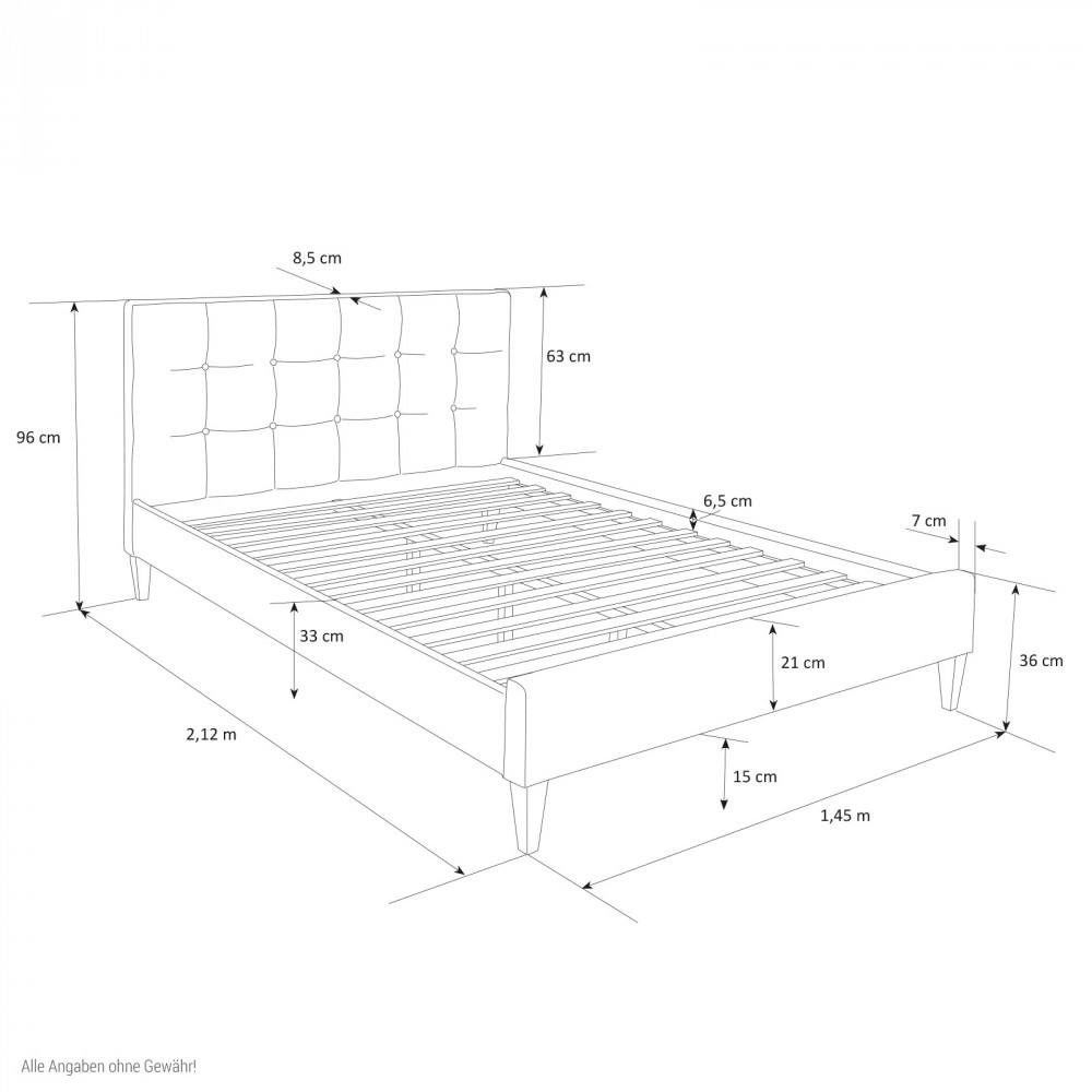 Polsterbett Nachttisch Schwarz Grau Braun 140 160 180 x 200 cm Bett mit Lattenrost Beistelltisch 
