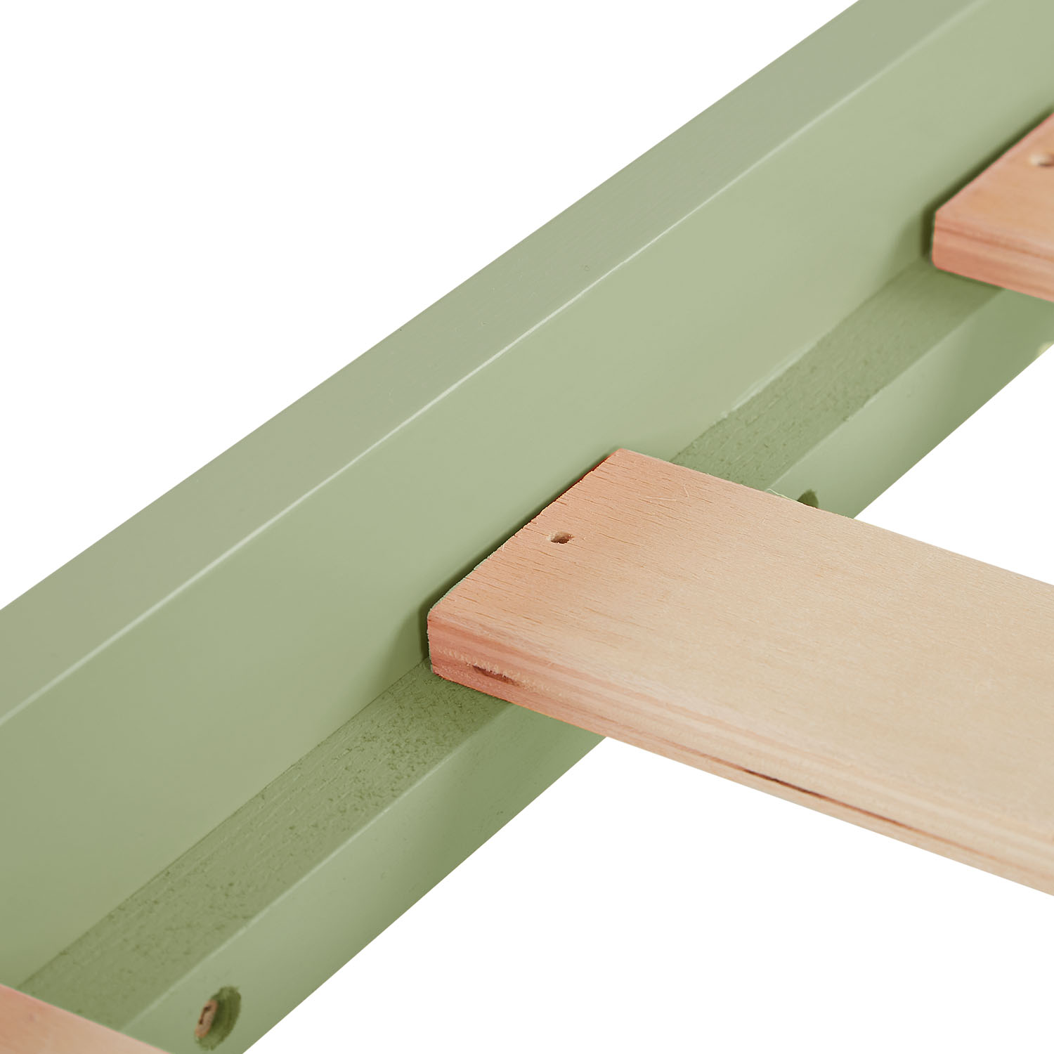 Wood Bed 90x200 cm Green Natural | Retro Bed | Single Bed | with Slatted Frame | Kids Youth Guest Bedroom