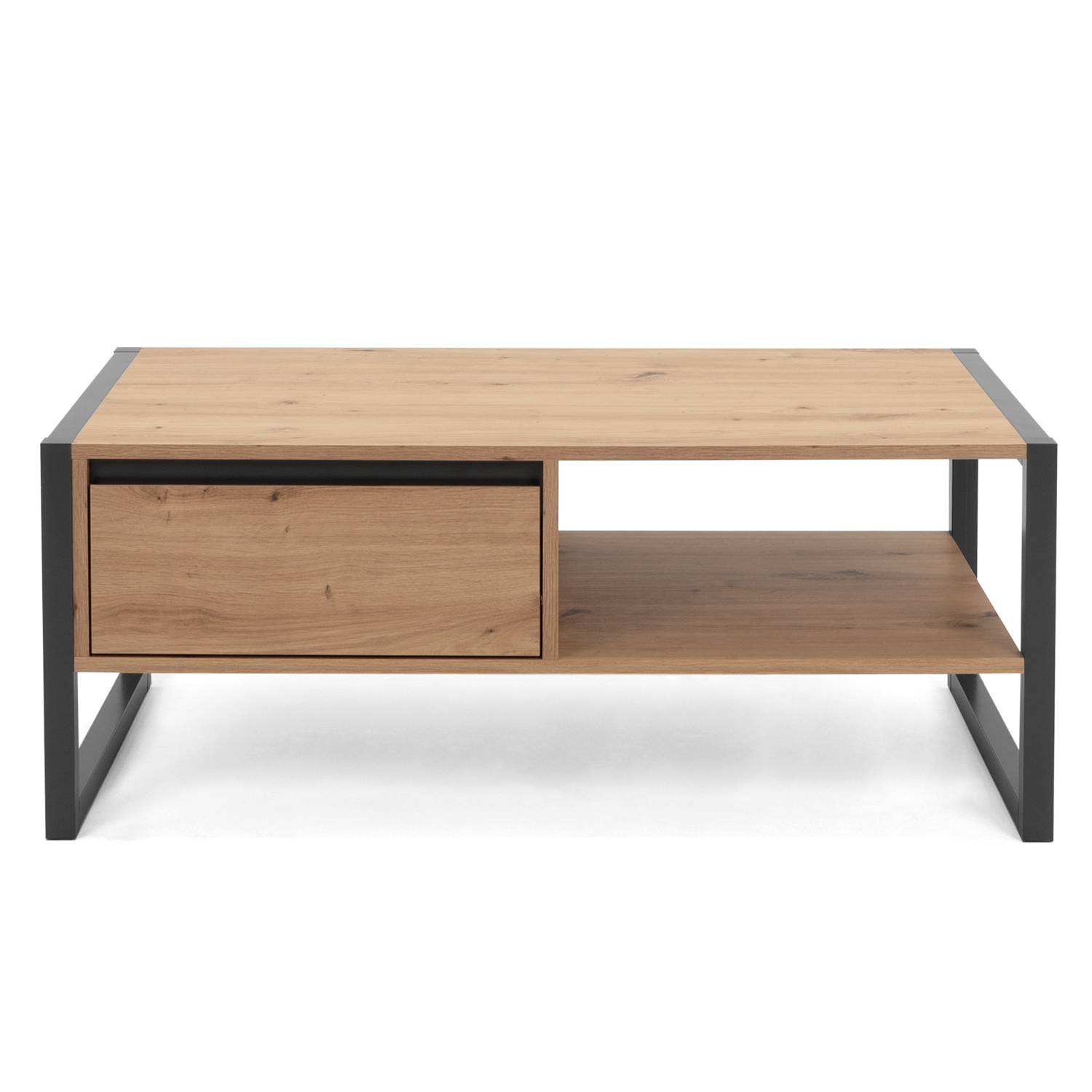 Coffee Table Living Room Table 1 Drawer Storage Wooden Table Grey Natural