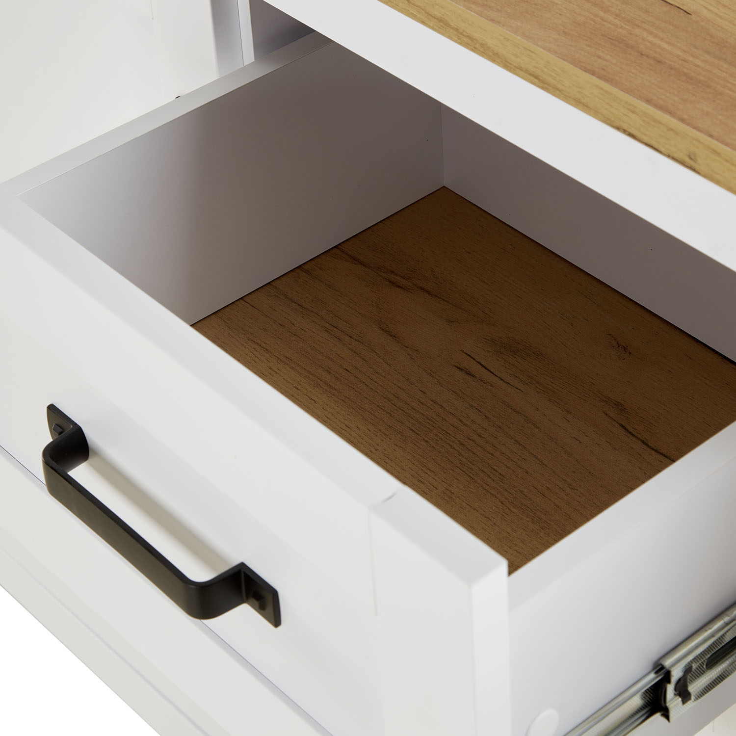 Chest of Drawers Sideboard White 150 cm Wood Oak Solid Cupboard with 3 Drawers Country Style Highboard Living Room Cabinet