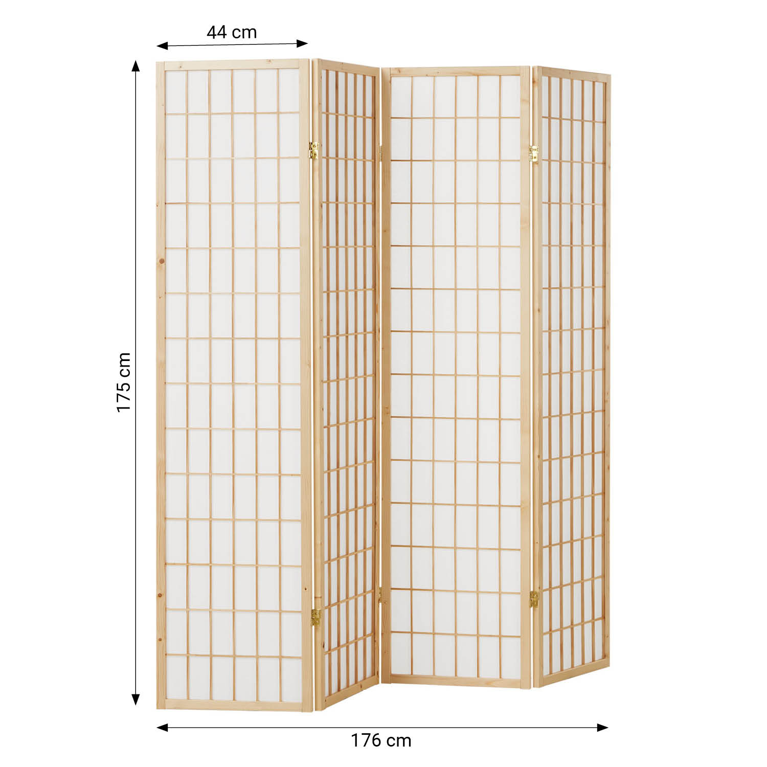 Paravent Natural Shoji Rice Paper White | 4-panel | Wood | Room Divider Partition Privacy Screen