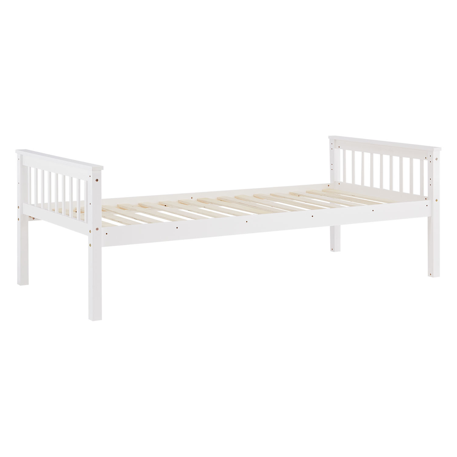 Bunk Bed 90x200 cm White | Kids Bed with Mattress | Storage | Fall Protection | Convertible | Massif pine wood