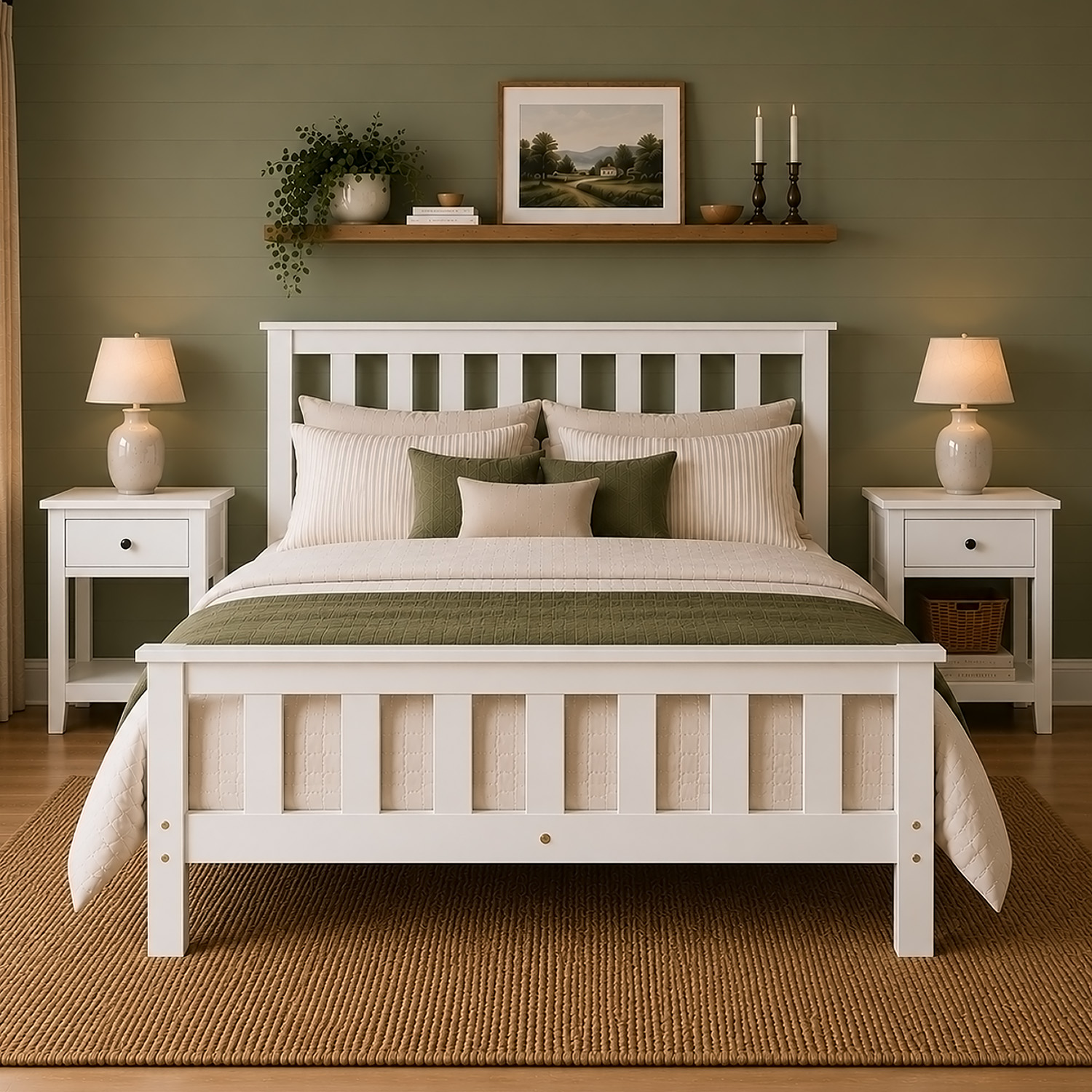 Wooden Bed 140x200 cm White – Solid Wood Double Bed with Slatted Base for Children's, Teenagers' & Guest Rooms