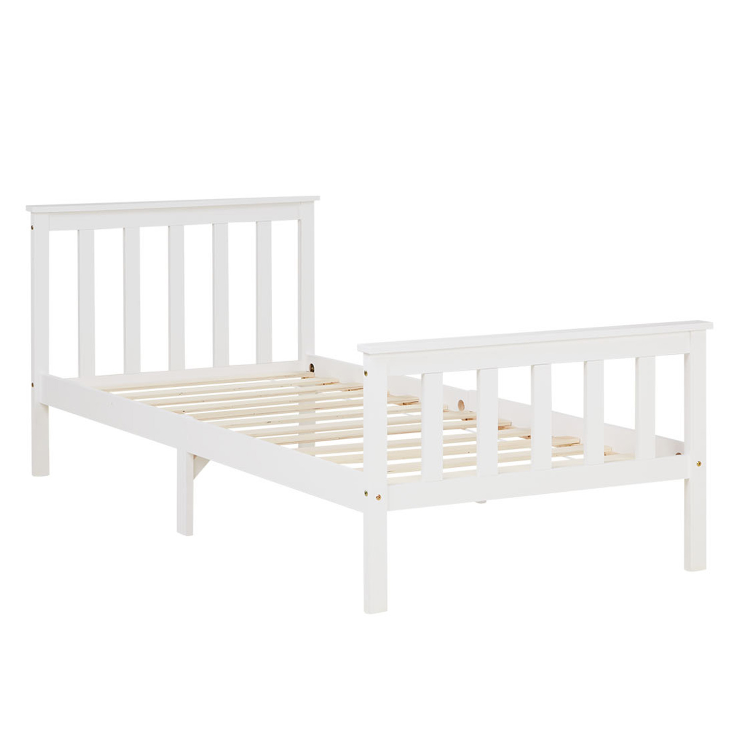 Wood Bed 90x200 cm White | Single Bed | with Slatted Frame | Kids Youth Guest Bedroom