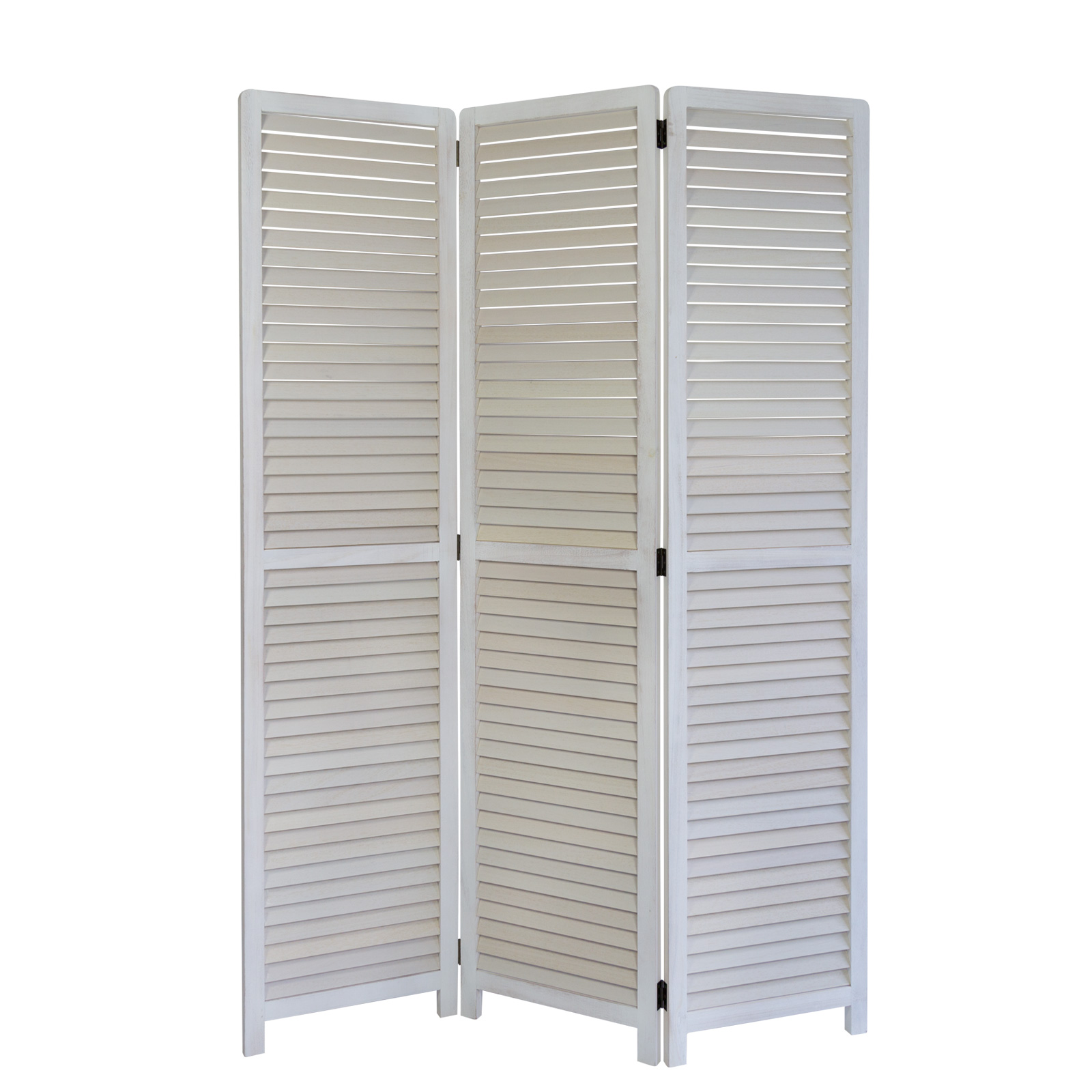 Paravent White Wooden Slats | 3-panel | Wood | Room Divider Partition Privacy Screen