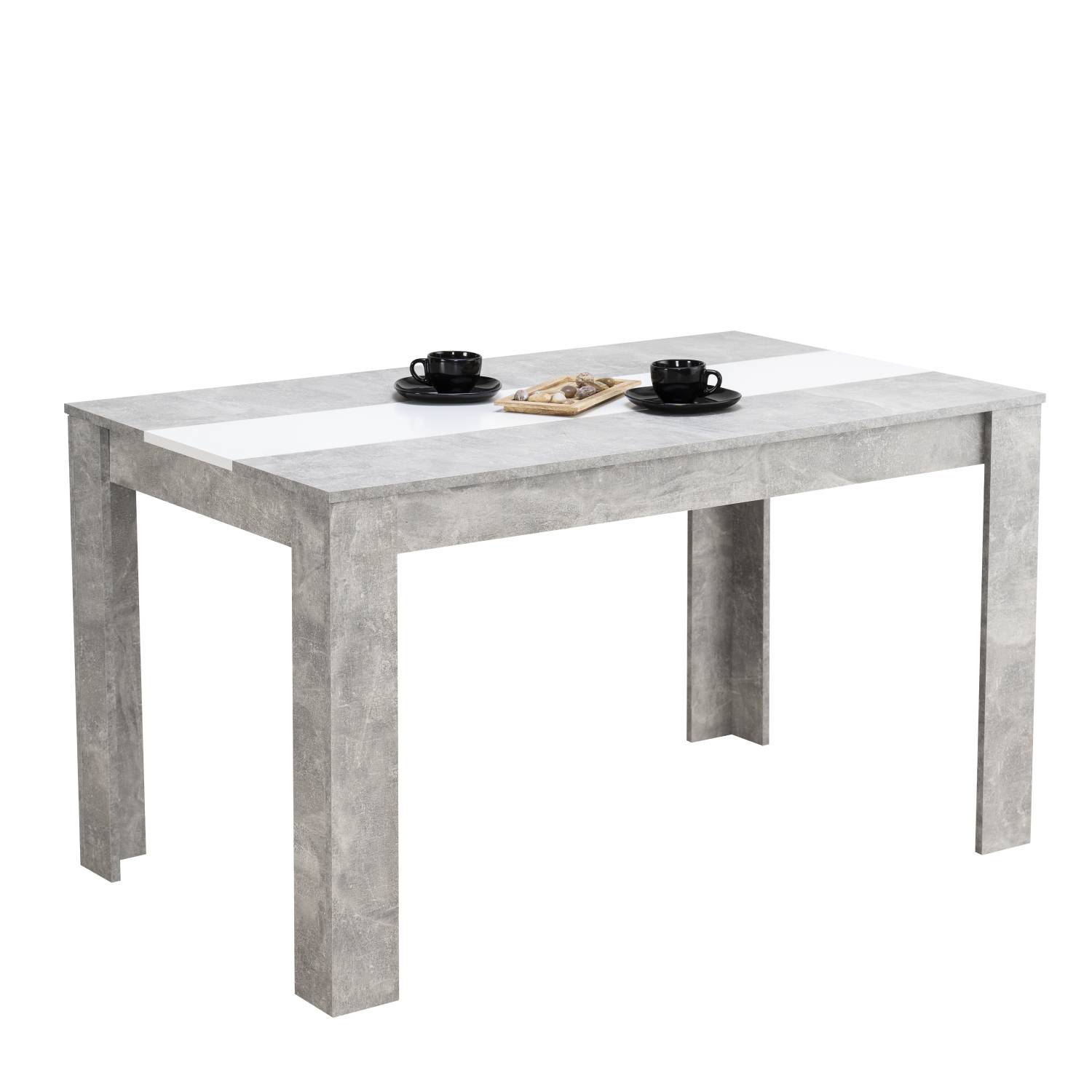 Modern Dining Table Kitchen Table Wooden Table 135x80 cm Grey White 6 Seater