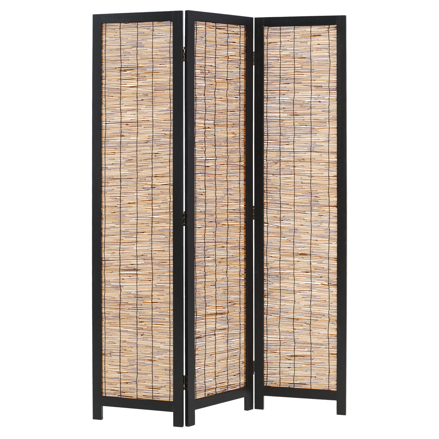 Paravent Black Wooden | 3-panel | Willow | Room Divider Partition Privacy Screen