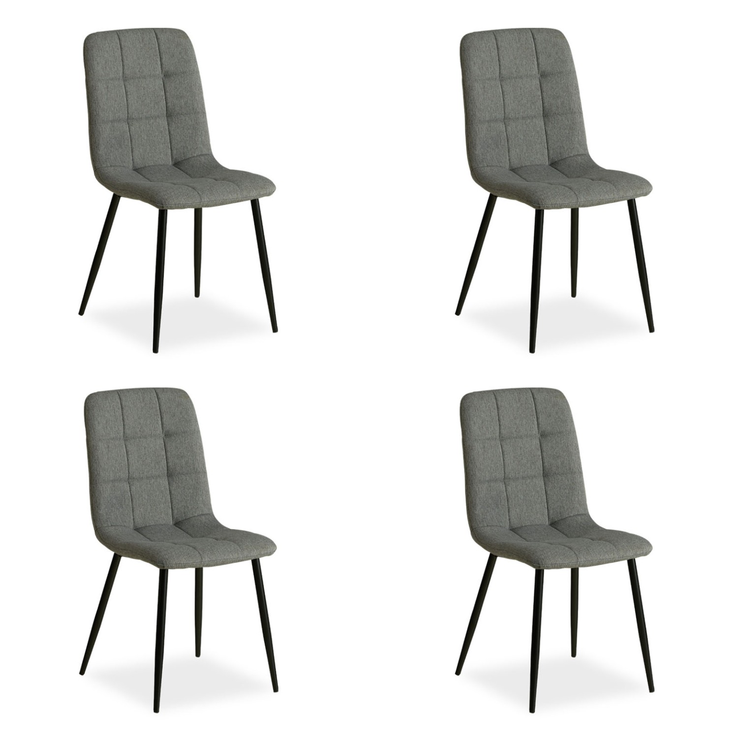 Upholstered Chair Linen Grey | Set of 4 | without Armrests | Kitchen Dining Room Office