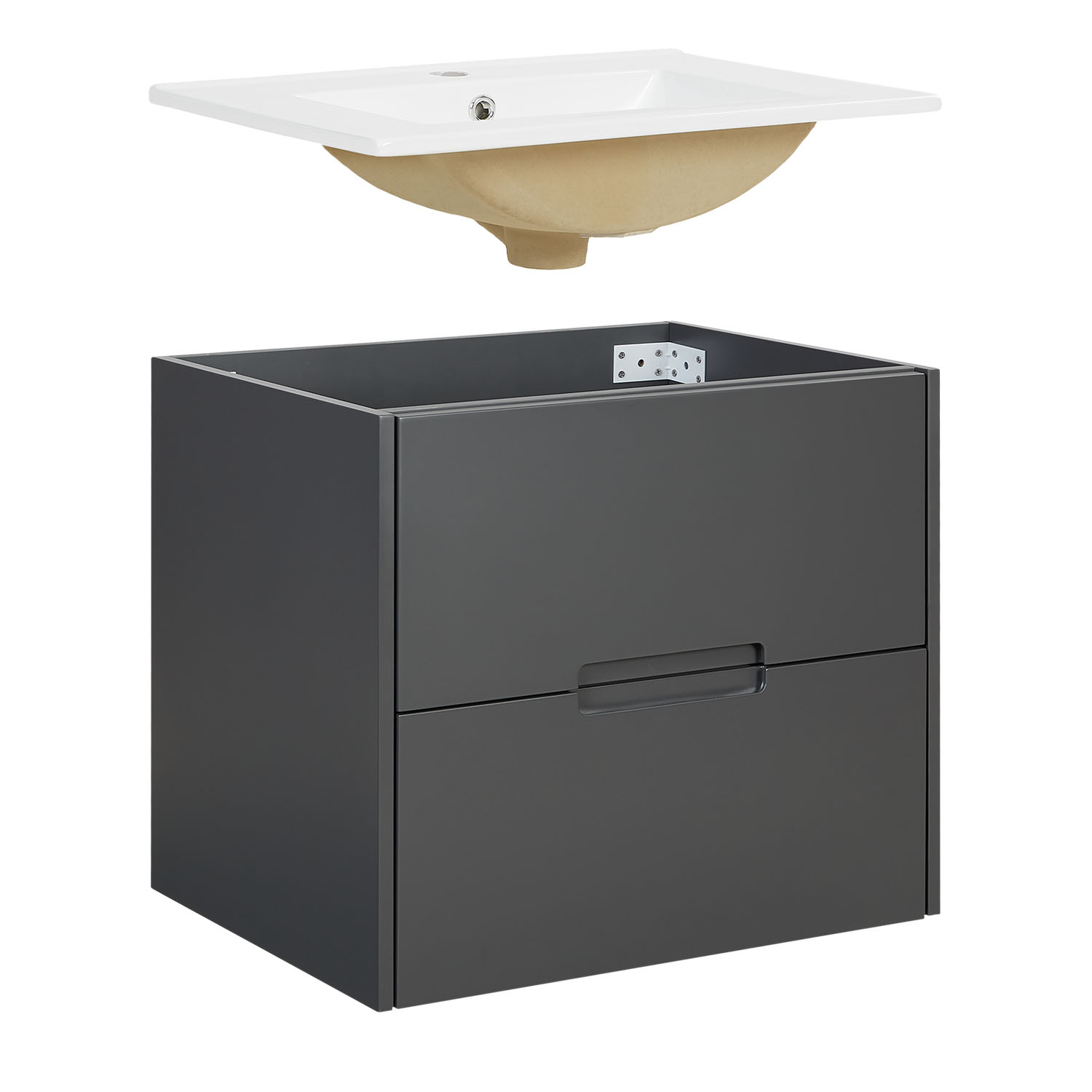 Bathroom cabinet 60 cm Wood Grey Storage Vanity unit Bathroom furniture Sink unit Washroom wall cabinet 