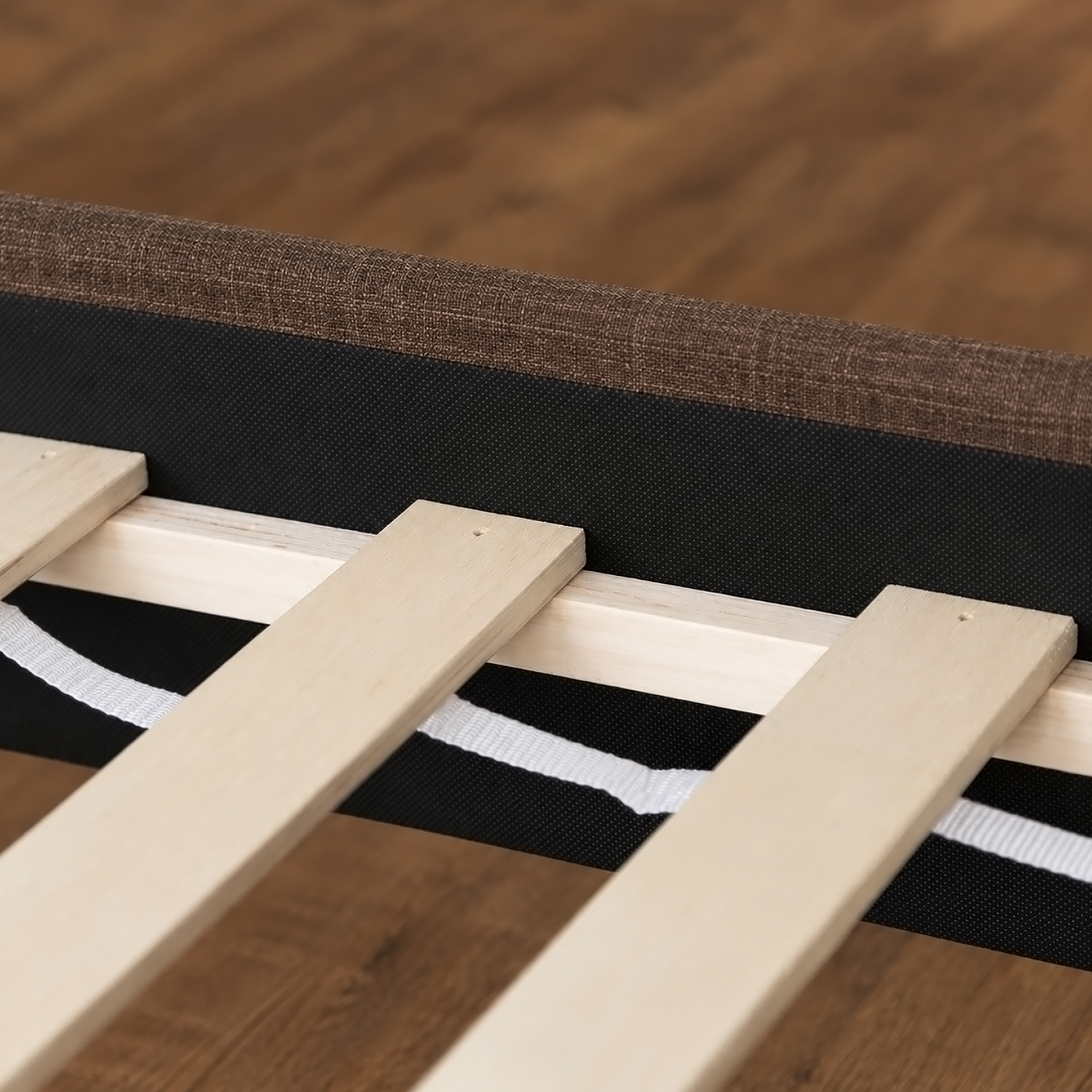 Upholstered bed 180x200 cm brown | with slatted frame | double fabric bed frame