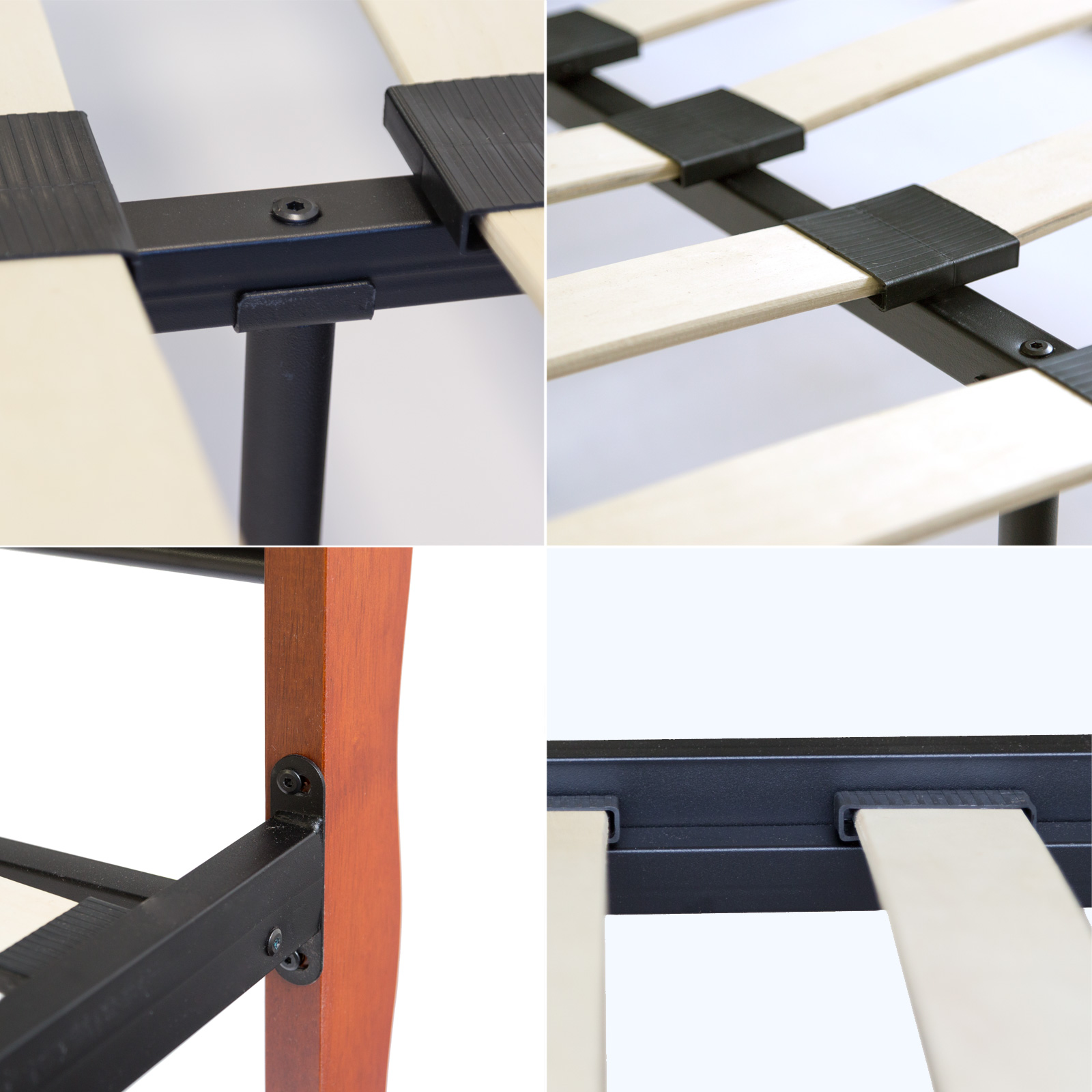 Metal bed 140 160 180 x 200 Bed frame with slatted frame Double Bed Wood Black Brown