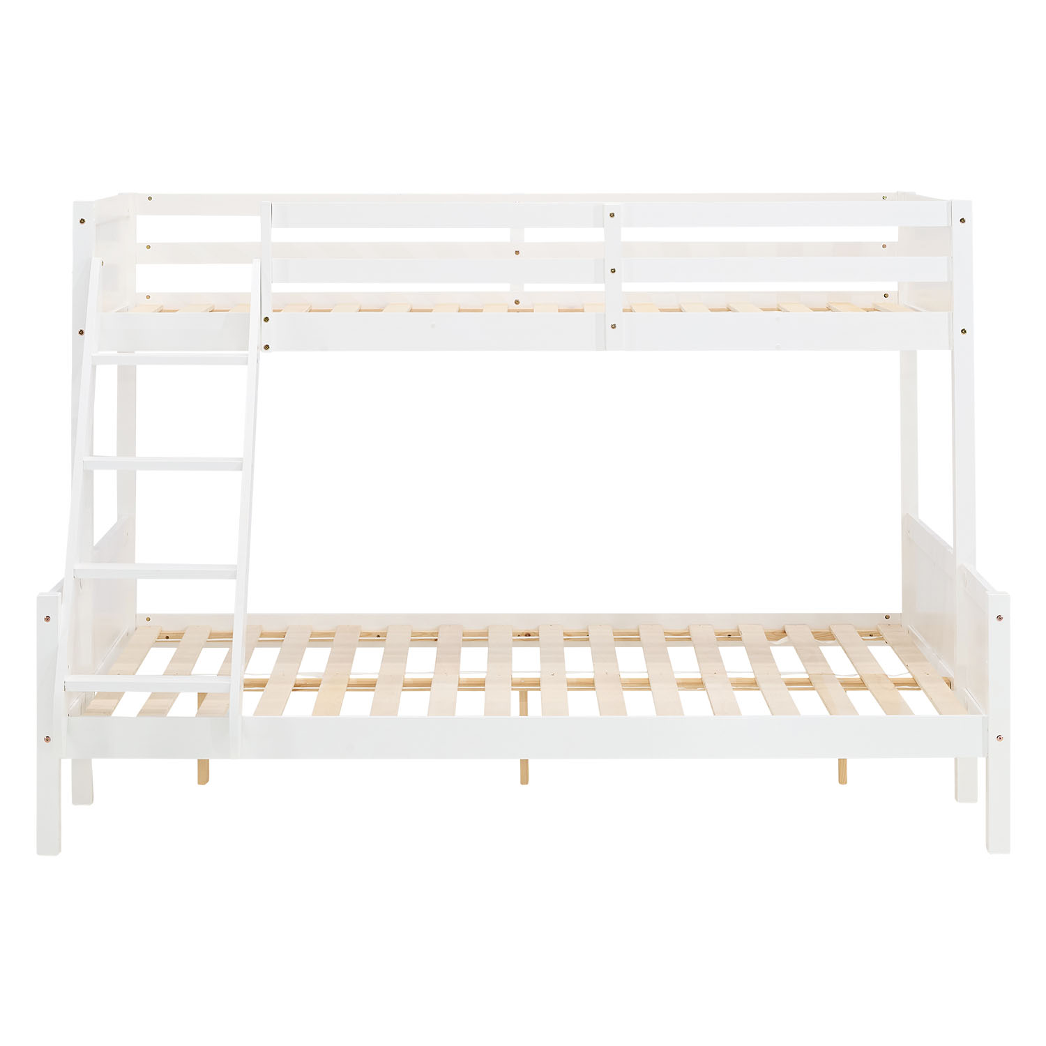 Children´s Bed Bunk Bed 90x200 and 140x200 High Sleeper Cot White Wood with Slats 2 Matresses