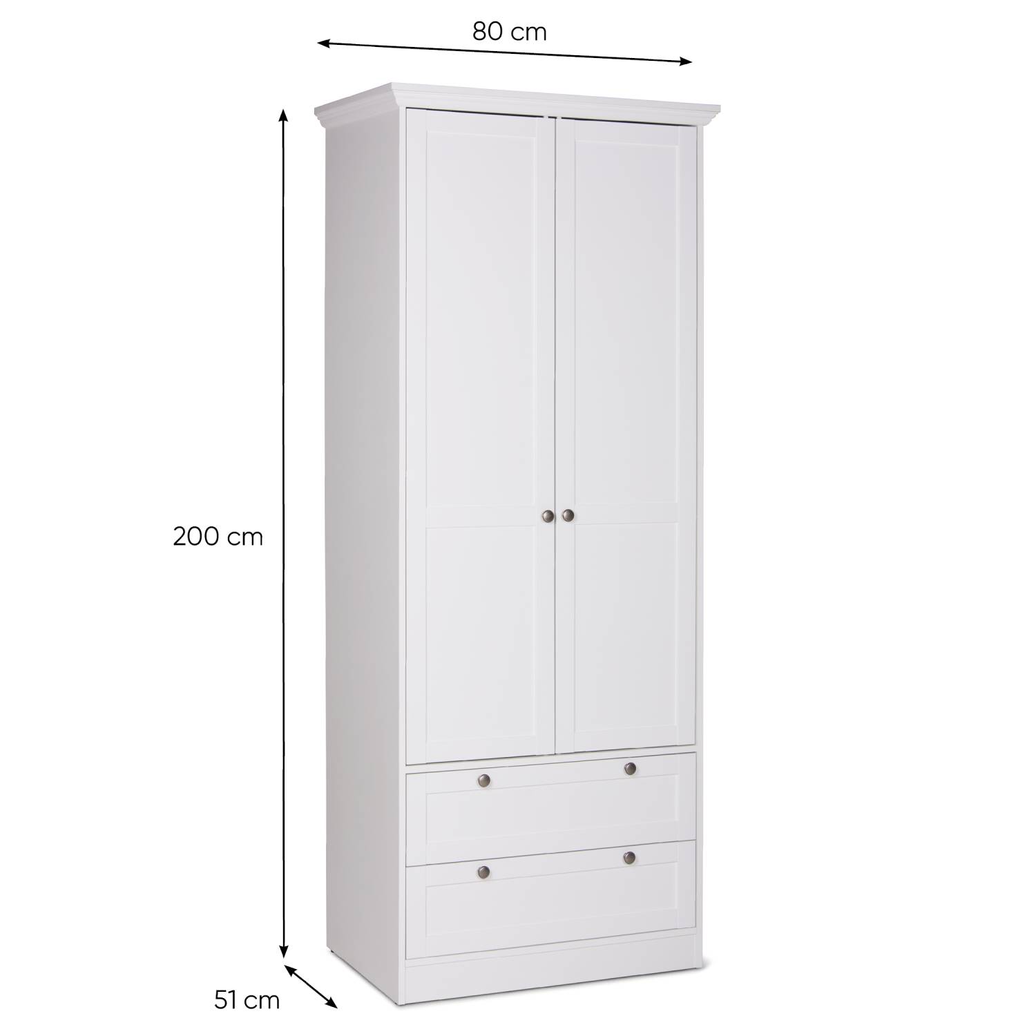 Kleiderschrank Weiß Garderobe Holz Schrank Massiv 2 Türen Garderobenschrank Mehrzweckschrank
