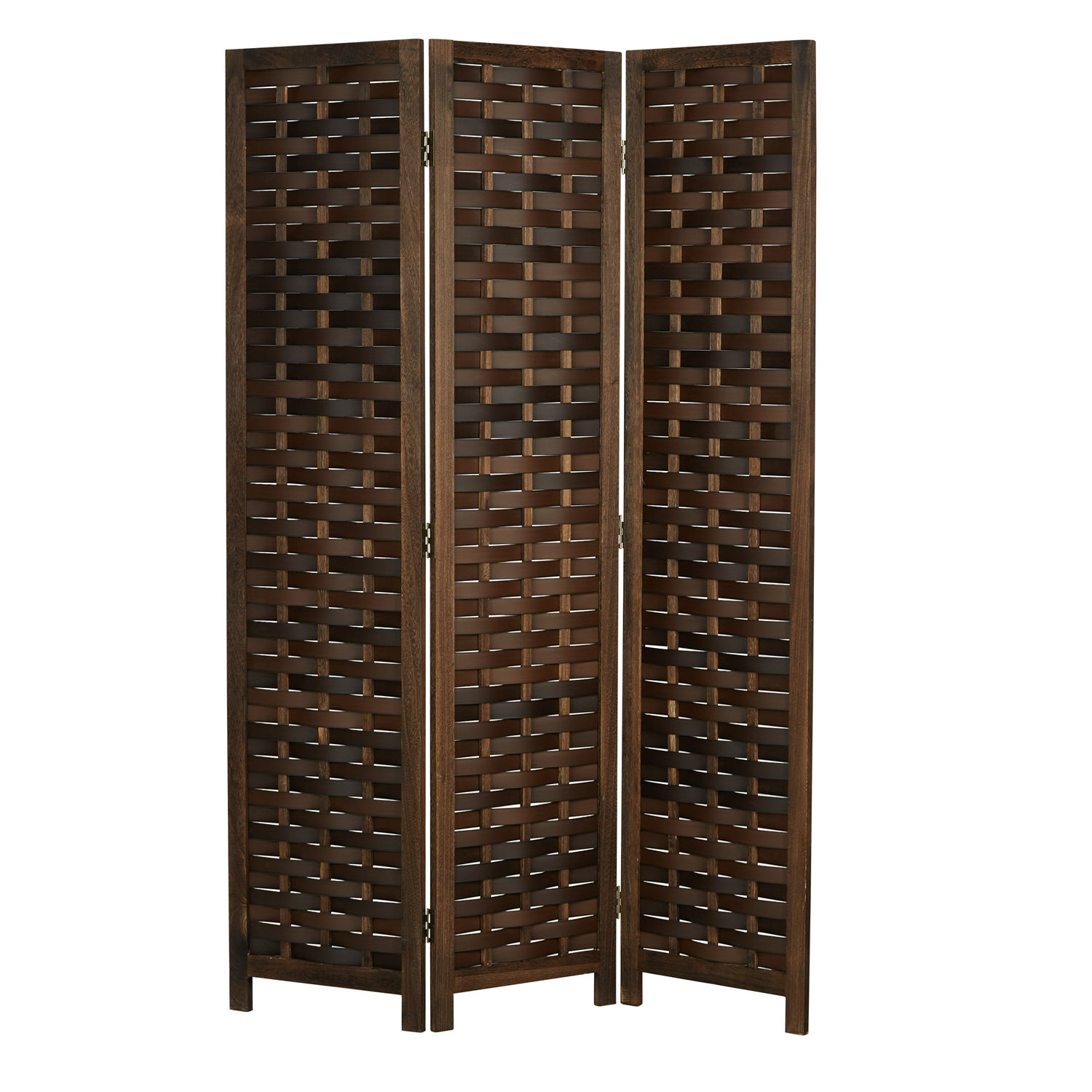 Paravent Brown Rattan-Style | 3-panel | Wood | Room Divider Partition Privacy Screen