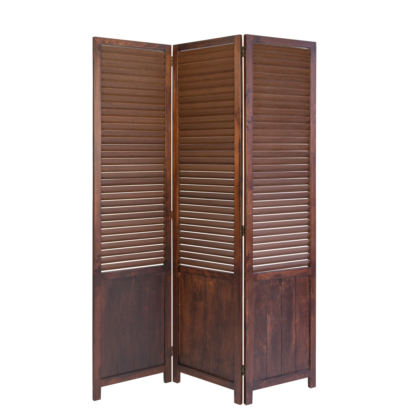 Paravent Brown Wooden Slats | 3-panel | Wood | Room Divider Partition Privacy Screen