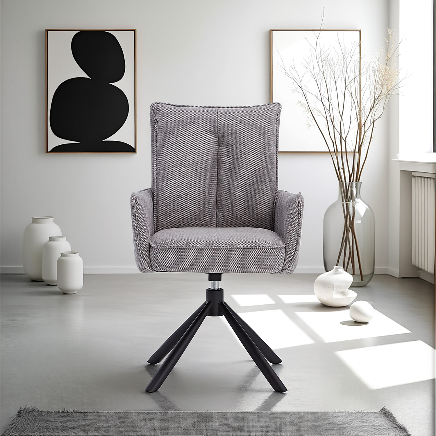 Dining Chair Set of 2 Modern Egg Chairs Grey Fabric Armchairs Dining Room Chairs Upholstered Chairs Eames Chairs