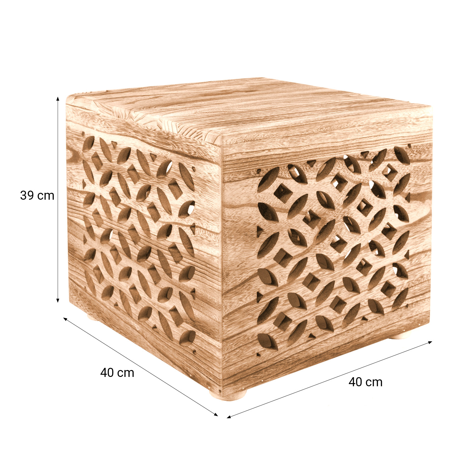 Side table wood cube bedside light