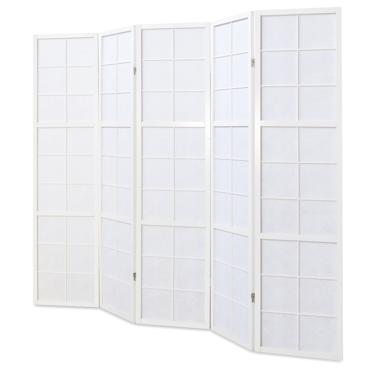 White Shoji Rice Paper Screen | 5-panel | Wood | Room Divider, Partition, Privacy Screen