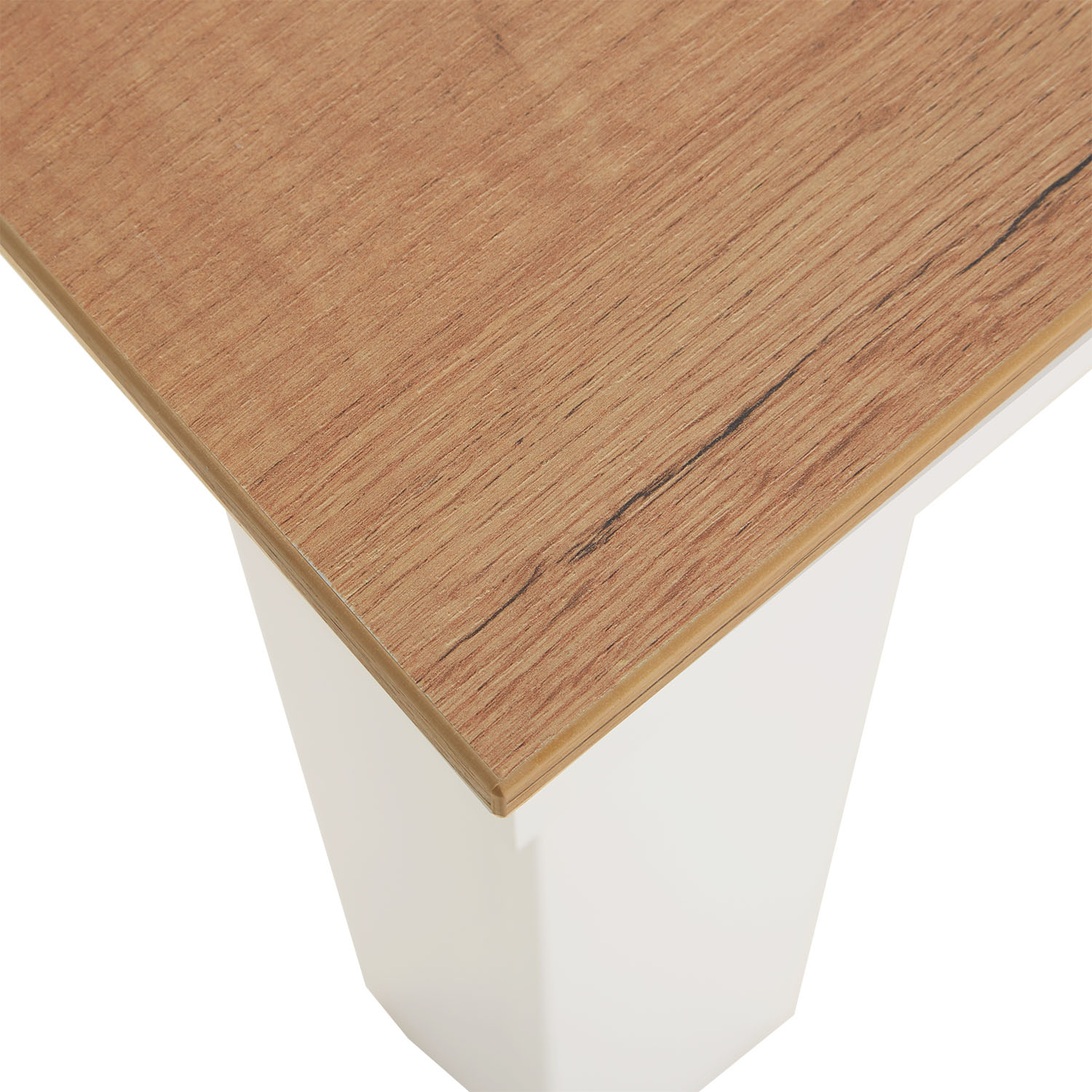 Dining set | 2-piece set upholstered chairs cream velvet without armrest | dining table white und oak 90 x 60 cm