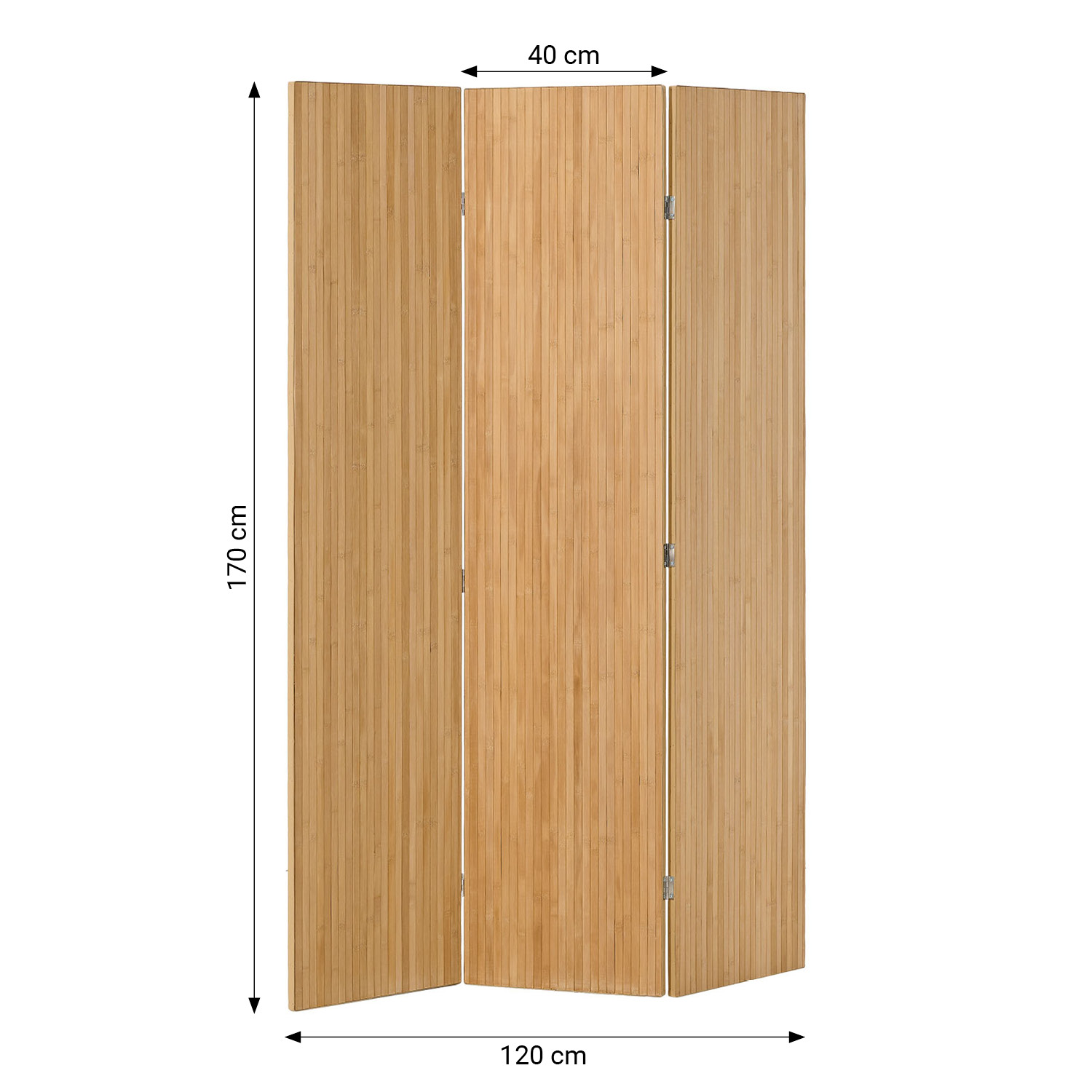 Paravent Natural Bamboo Slats | 3-panel | Wood | Room Divider Partition Privacy Screen