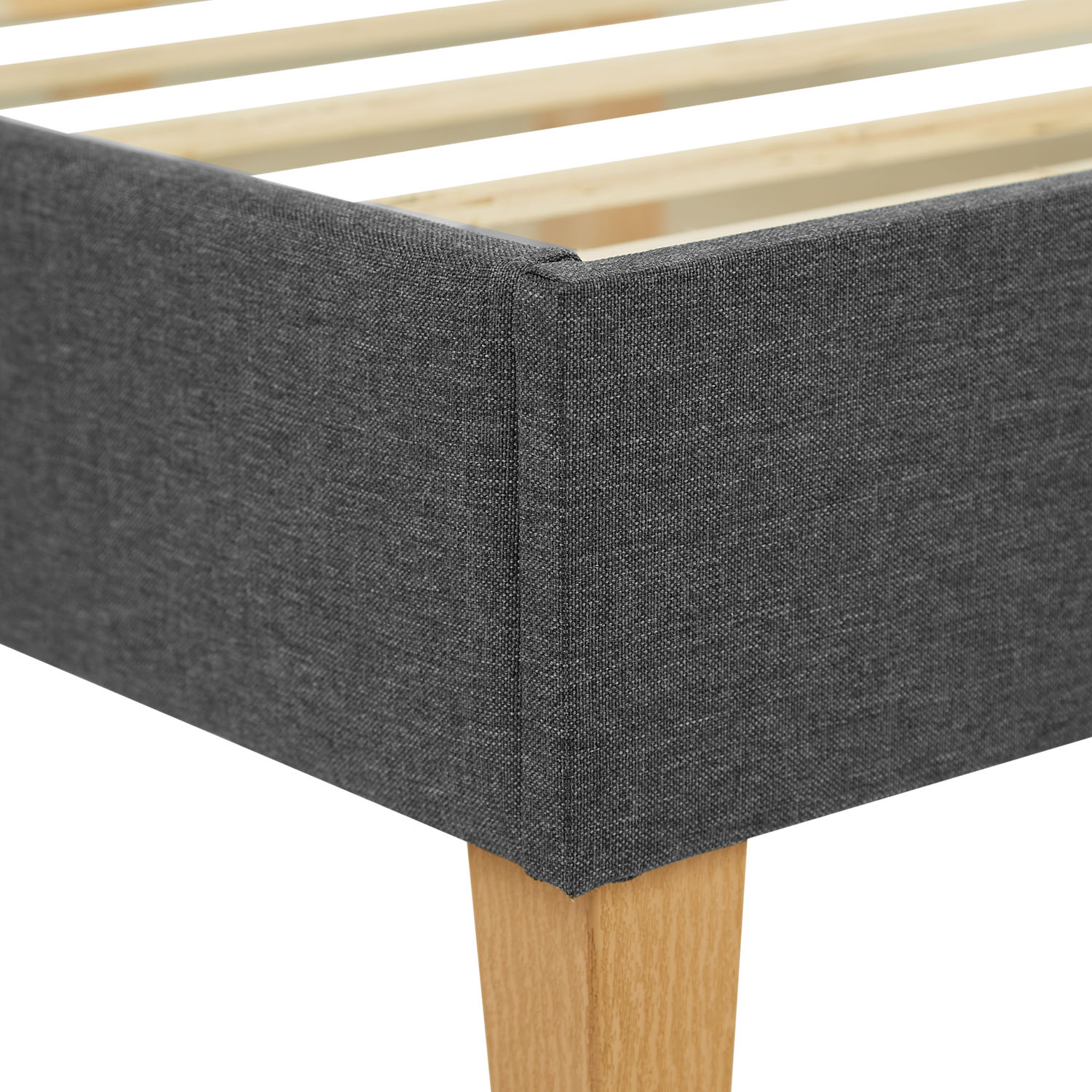 Upholstered bed 90x200 cm grey | futon bed | with slatted frame | with mattress | single fabric bed frame