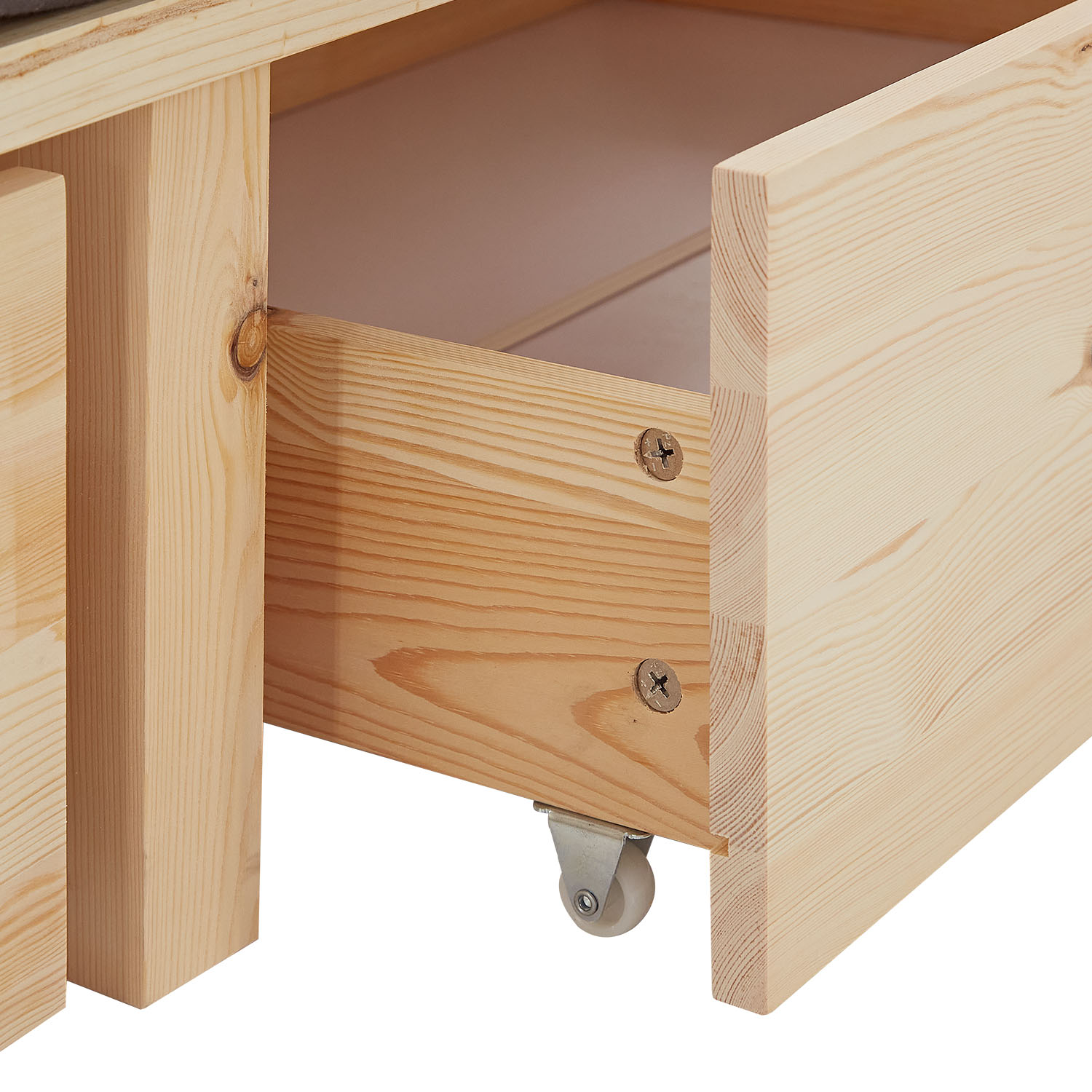 Pallet Bed 90x200 cm Natural | Single Bed with Storage Drawers | with Mattress | Wood | Kids Youth Guest Bedroom