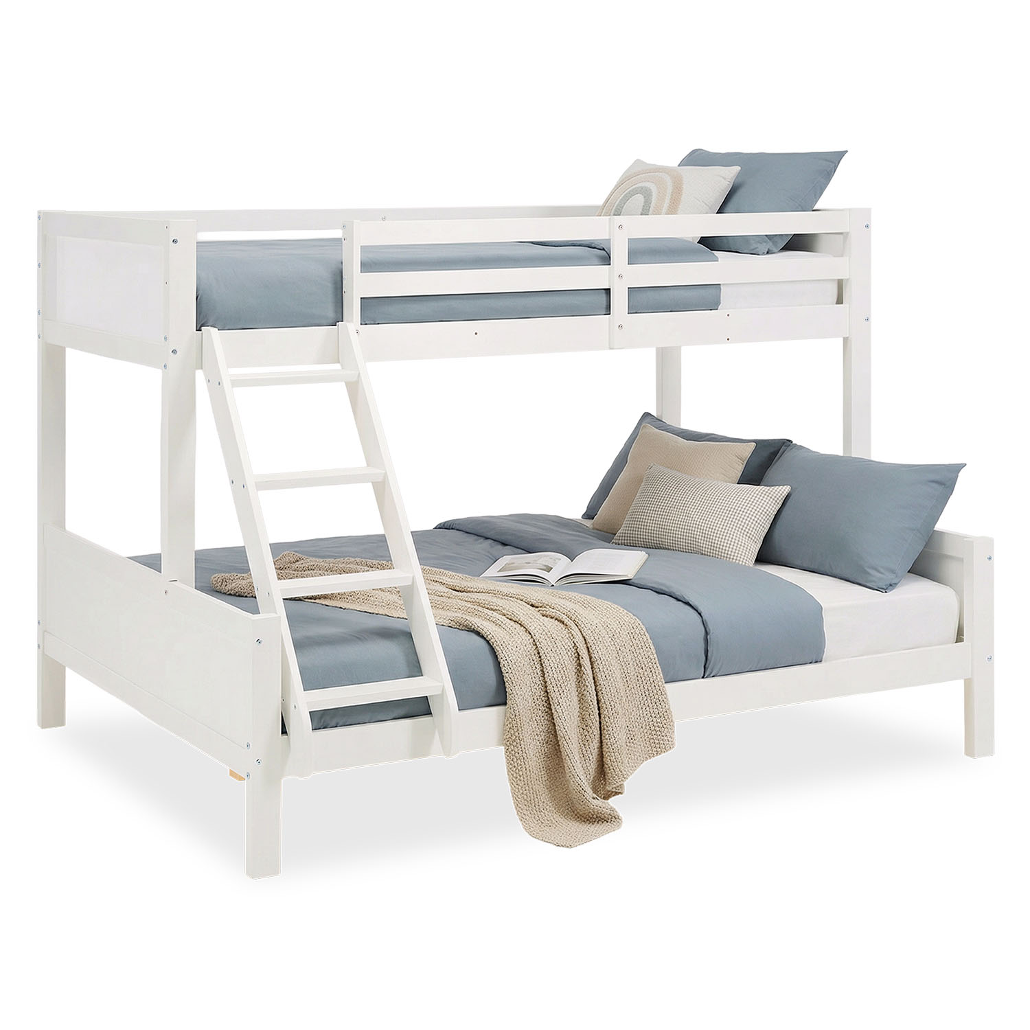 Bunk bed with two sleeping surfaces (90x200 cm and 140x200 cm) | White | Wood