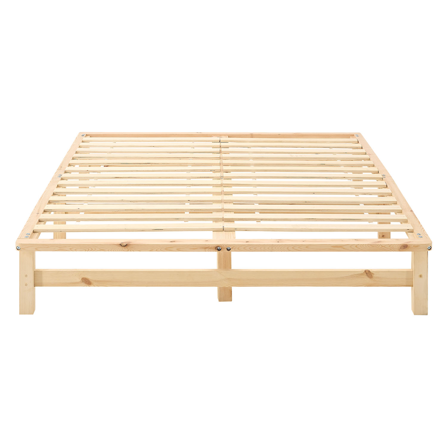140x200 cm Natural Pallet Bed – Wooden Double Bed with Mattress & Slatted Base for Teen Rooms, Guest Rooms, and Bedrooms